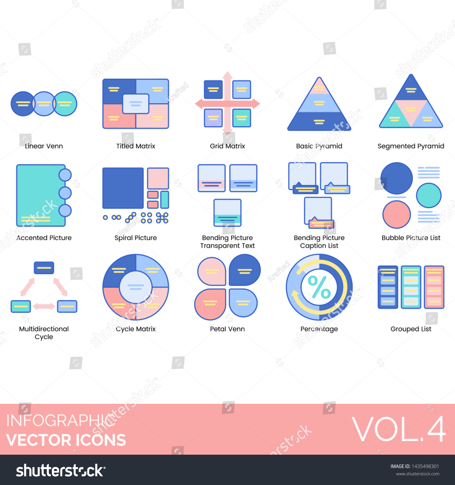 Infographic Icons Including Linear Venn Matrix Stock Vector (Royalty ...