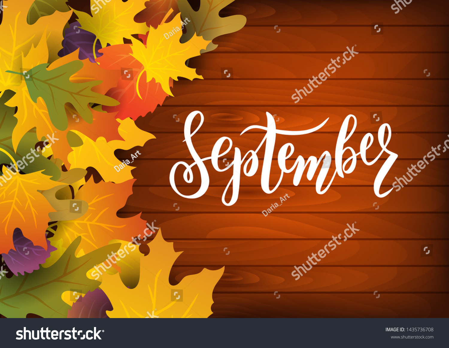 September Hand Lettering Text On Realistic Stock Vector (Royalty Free ...