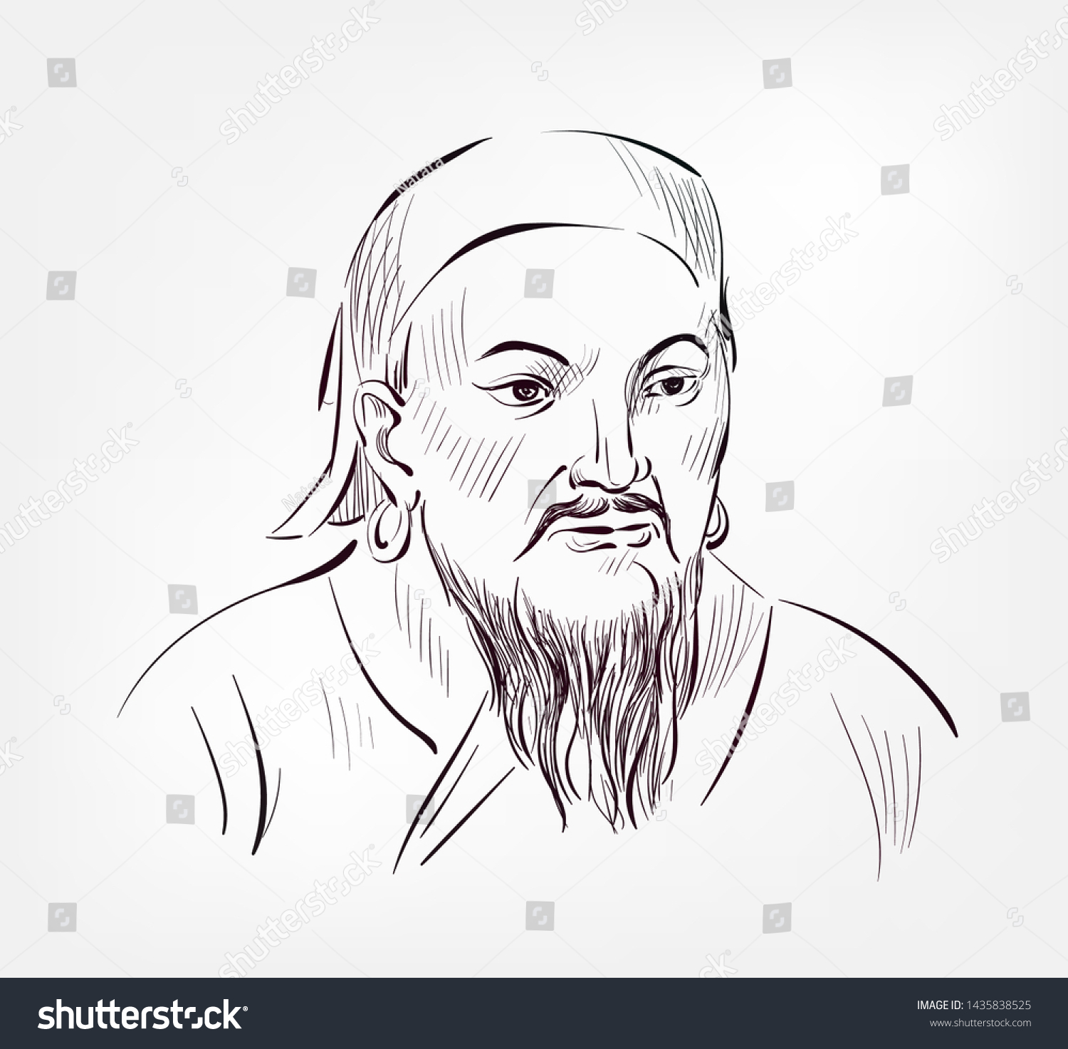 Genghis Khan Vector Sketch Portrait Illustration Stock Vector (Royalty ...