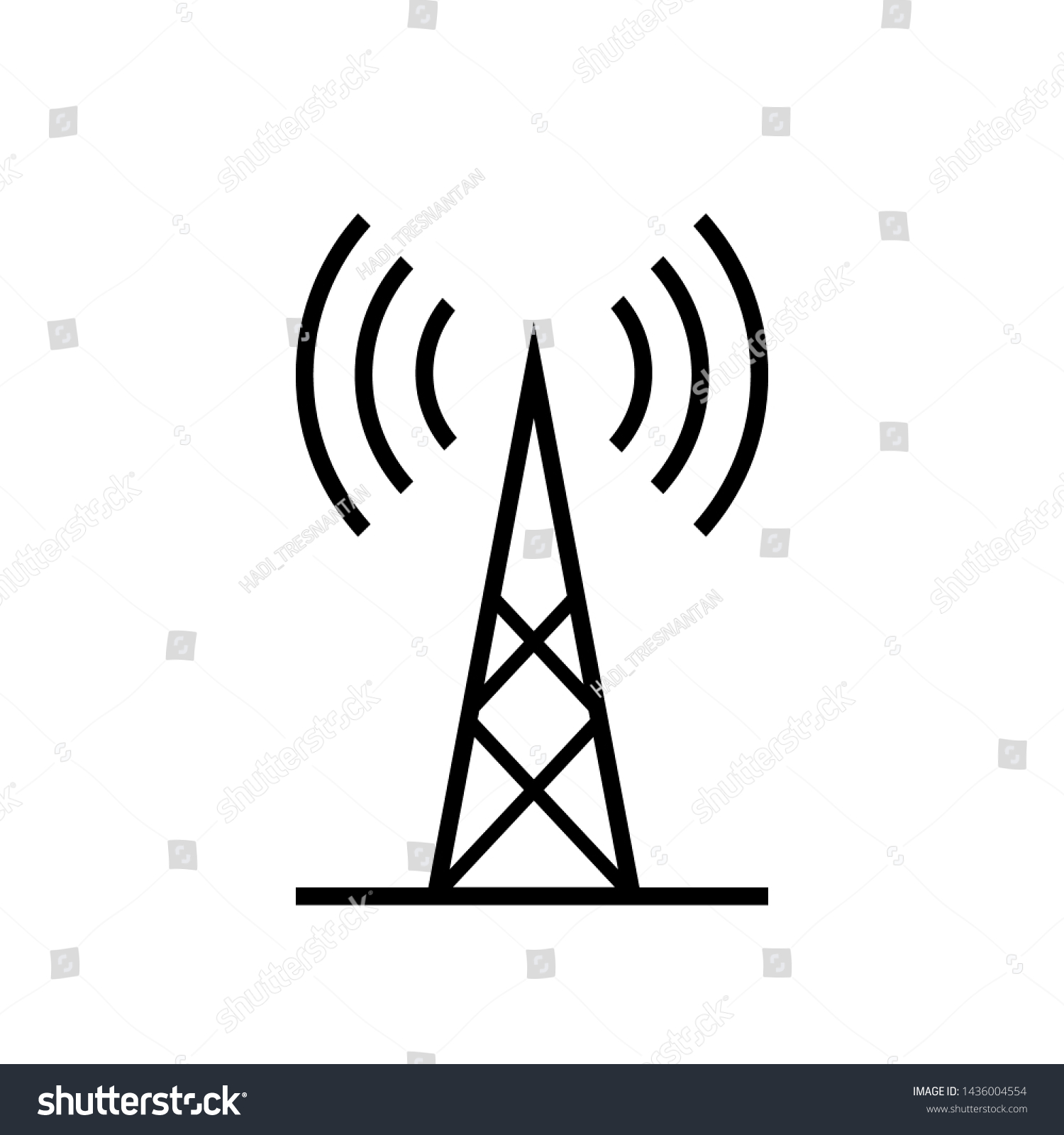 Tower Signals Icon Wireless Connection Transmitter Stock Vector 