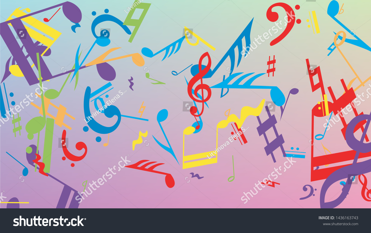 Disco Background Colorful Musical Notes Symbol Stock Vector (Royalty ...