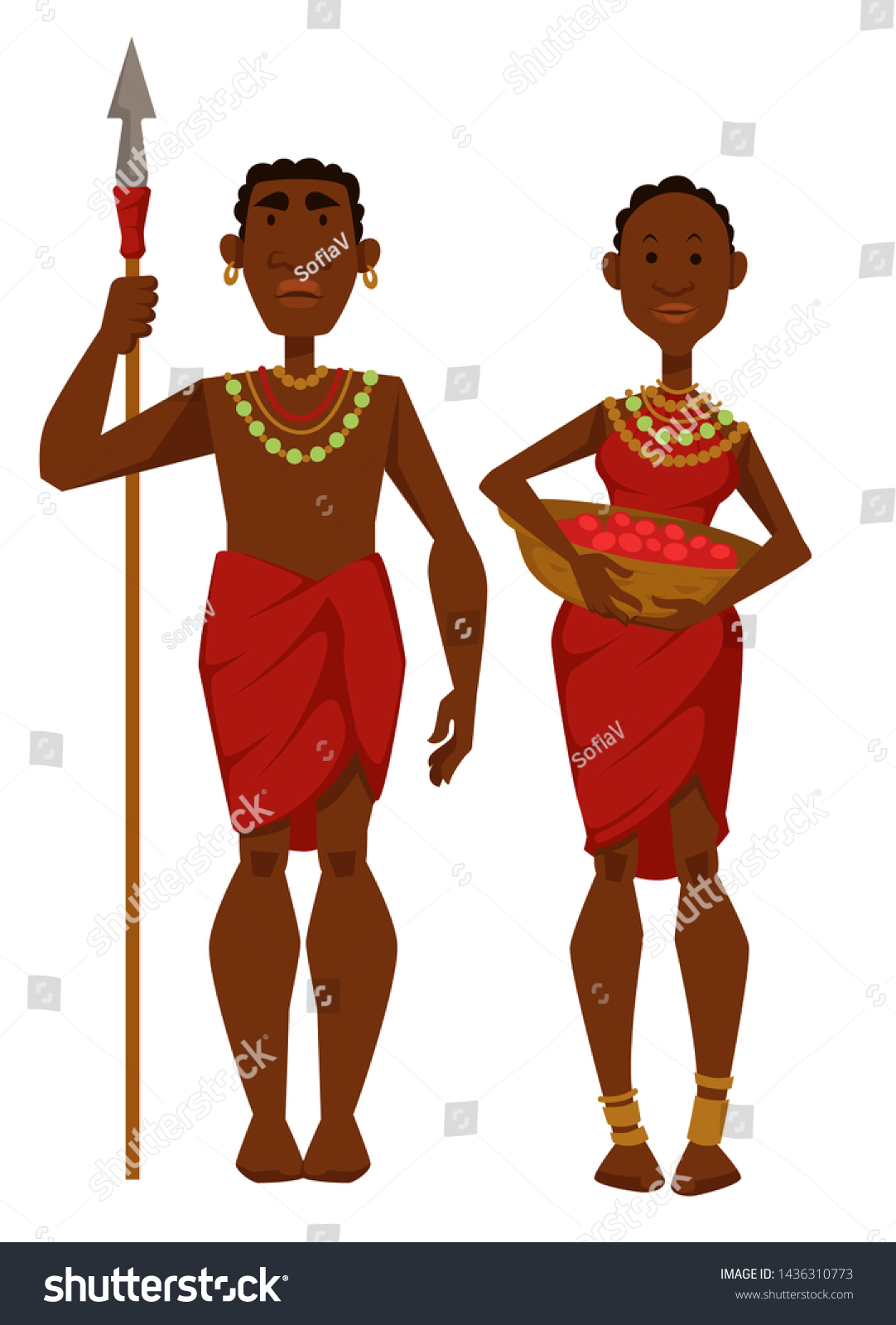 Tribe Members African Family Man Warrior Stock Vector (Royalty Free ...