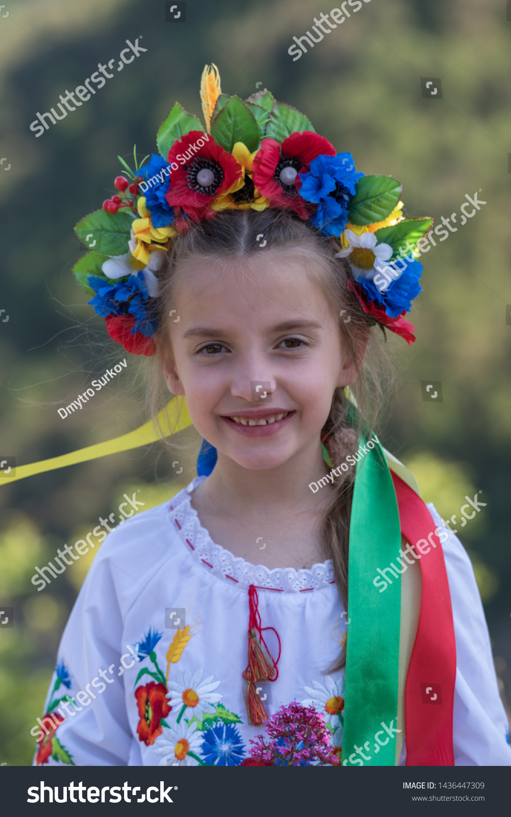 Girl Ukrainian National Dress Posing Countryside Stock Photo 1436447309 ...