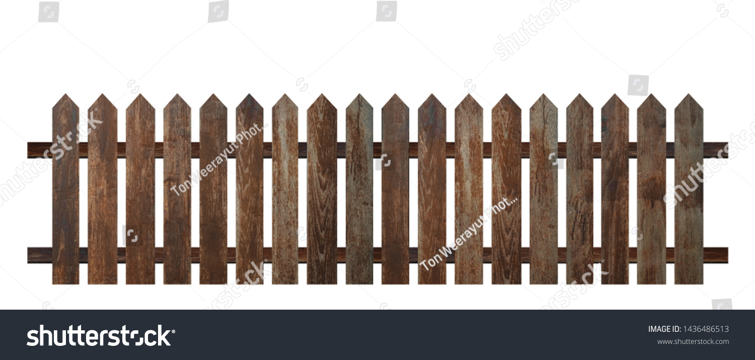 Brown Wooden Fence Isolated On White Stock Photo 1436486513 | Shutterstock