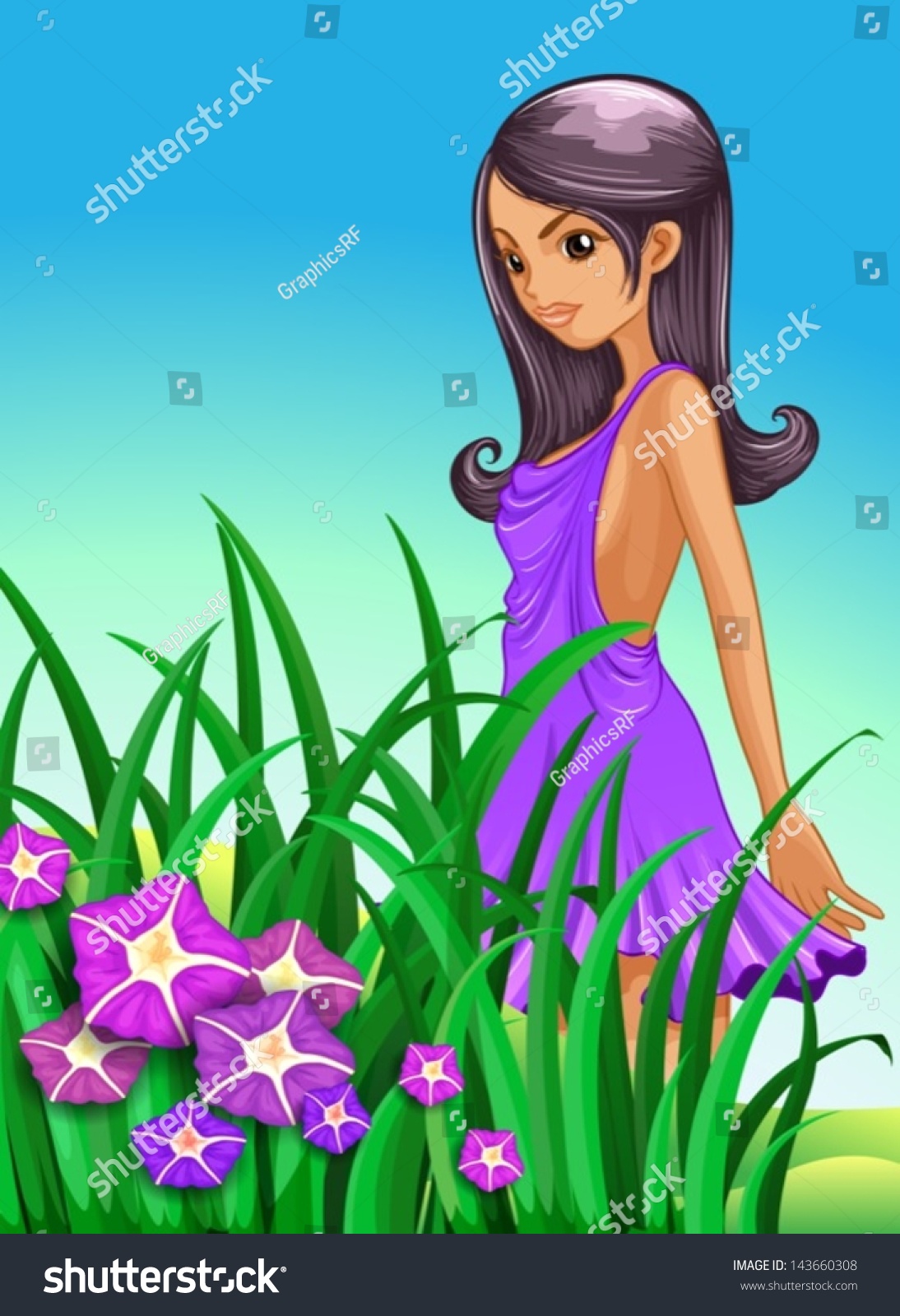 Illustration Sexy Lady Wearing Purple Dress Stock Vector Royalty Free 143660308 Shutterstock 9511