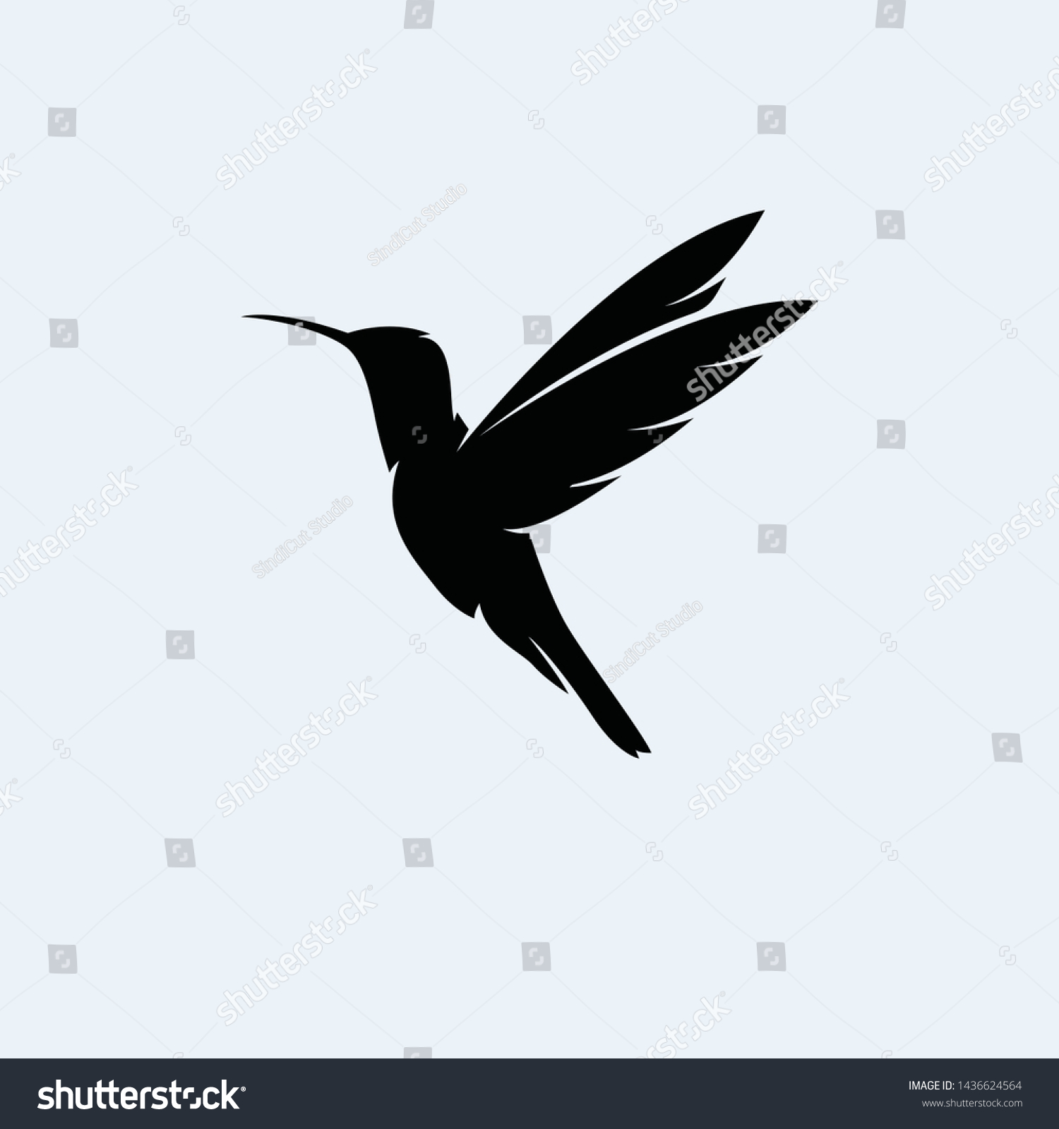 Silhouette Flying Hummingbirds Vector Illustration Colibri Stock Vector ...