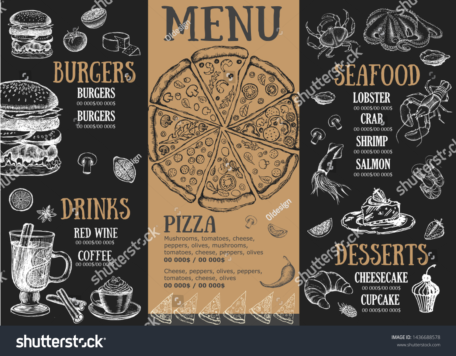 Restaurant Brochure Vector Menu Template Design Stock Vector (Royalty ...