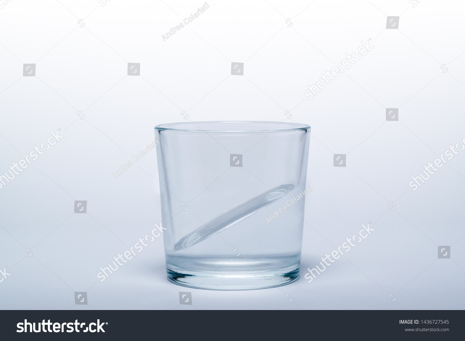 Halffull Halfempty Transparent Glass Beaker Surface Stock Photo 