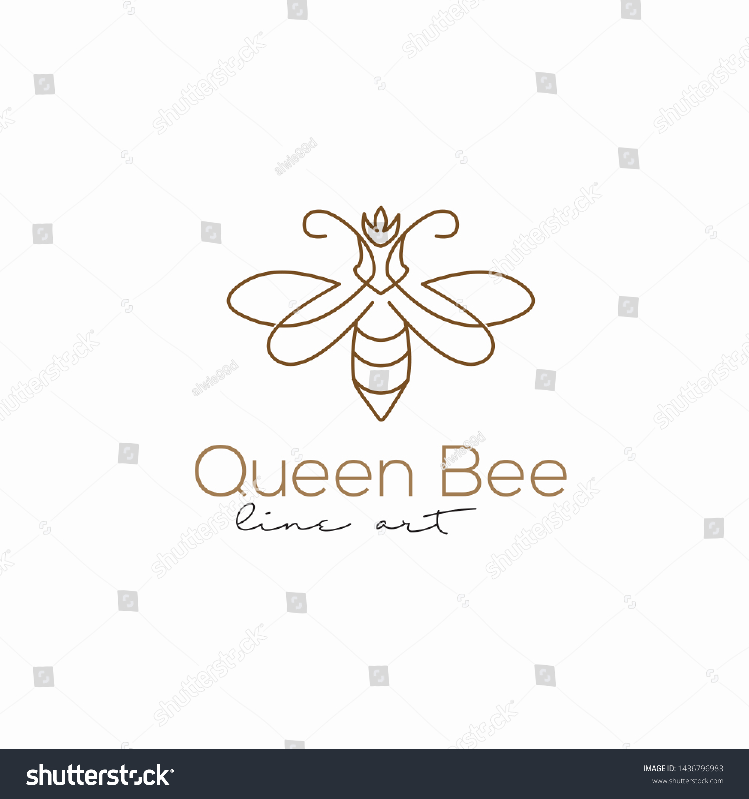 Queen Bee Line Art Exclusive Logo Stock Vector (Royalty Free ...