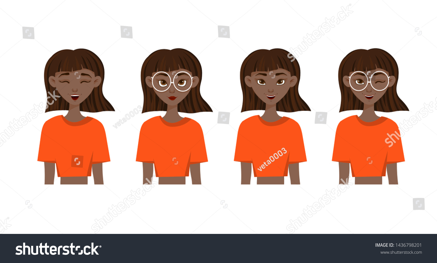 Set Womans Emotions Facial Expression Girl Stock Vector Royalty Free 1436798201 Shutterstock 2976