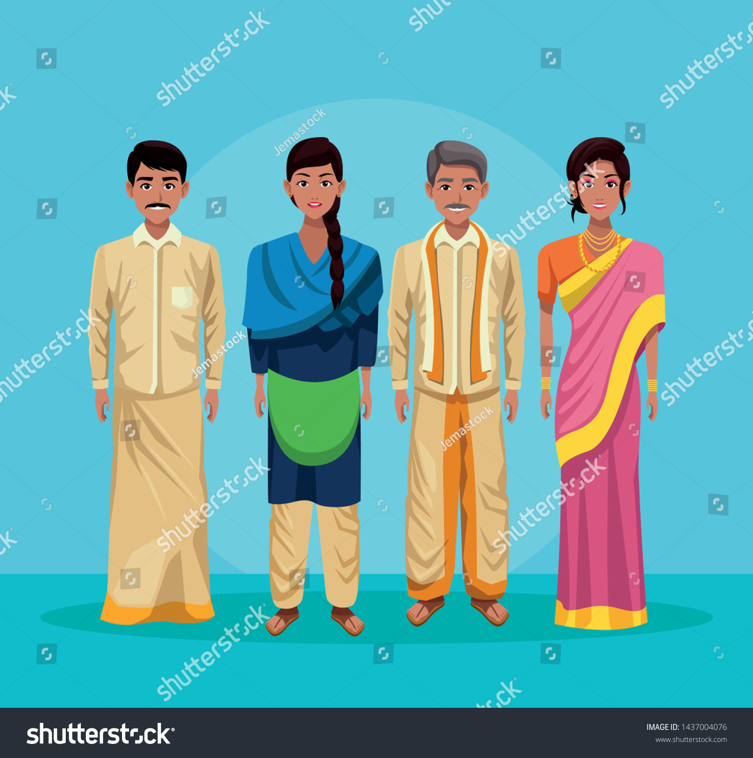 Indian Group India Wearing Traditional Hindu Stock Vector (royalty Free 