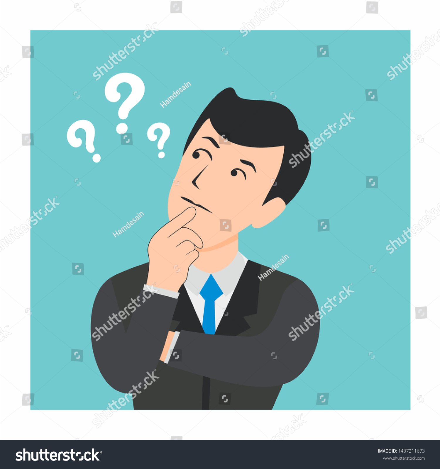 Thinking Business Man Question Illustration Free Stock Vector (Royalty ...