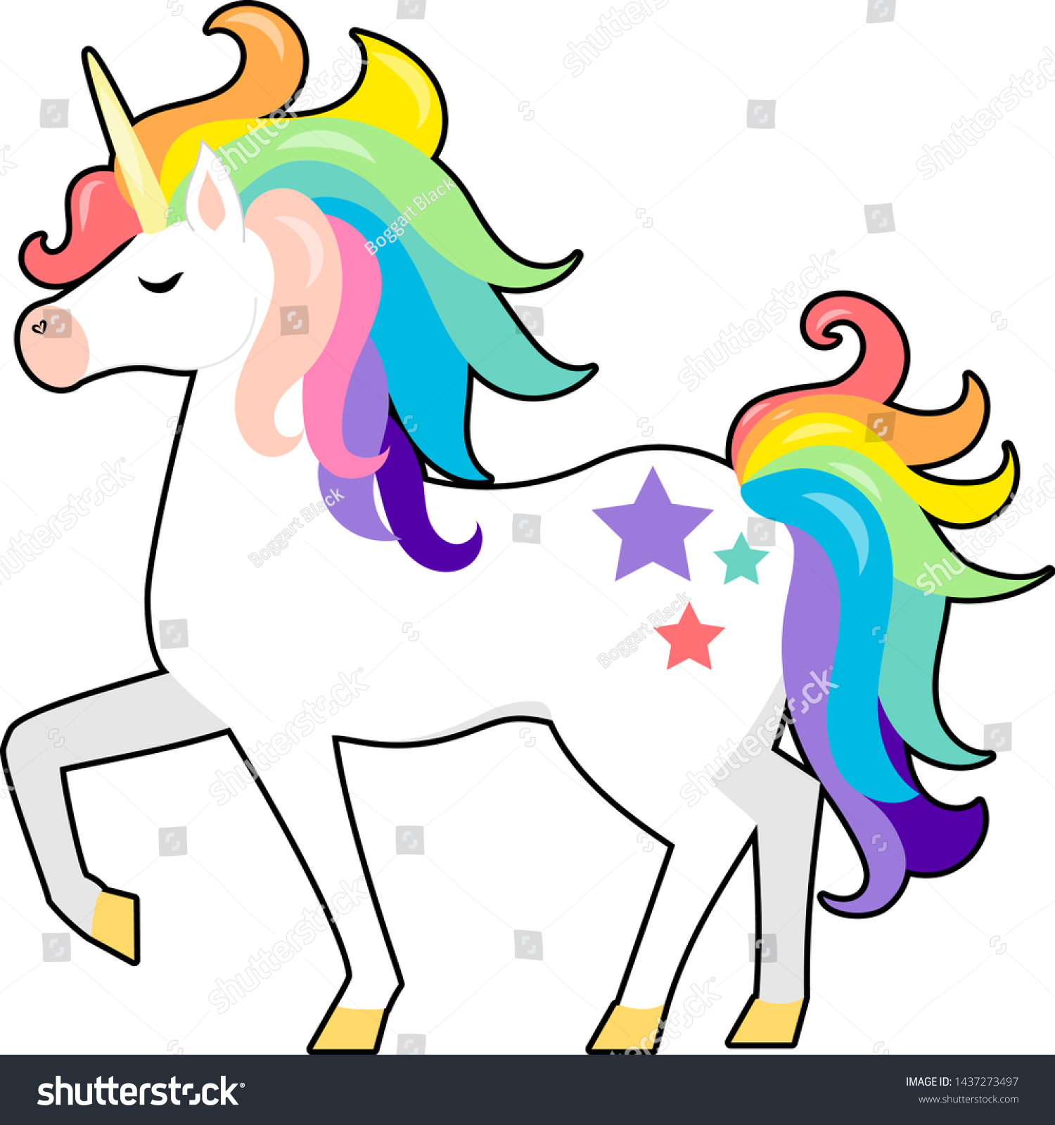 Cute Unicorn Rainbow Hair Vector Cartoon Stock Vector (Royalty Free ...