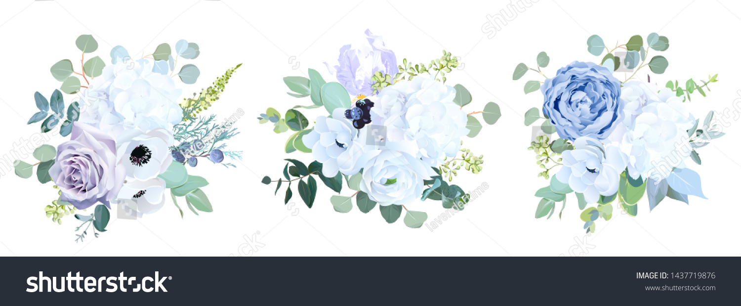 Dusty Blue Pale Purple Rose White Stock Vector (Royalty Free ...