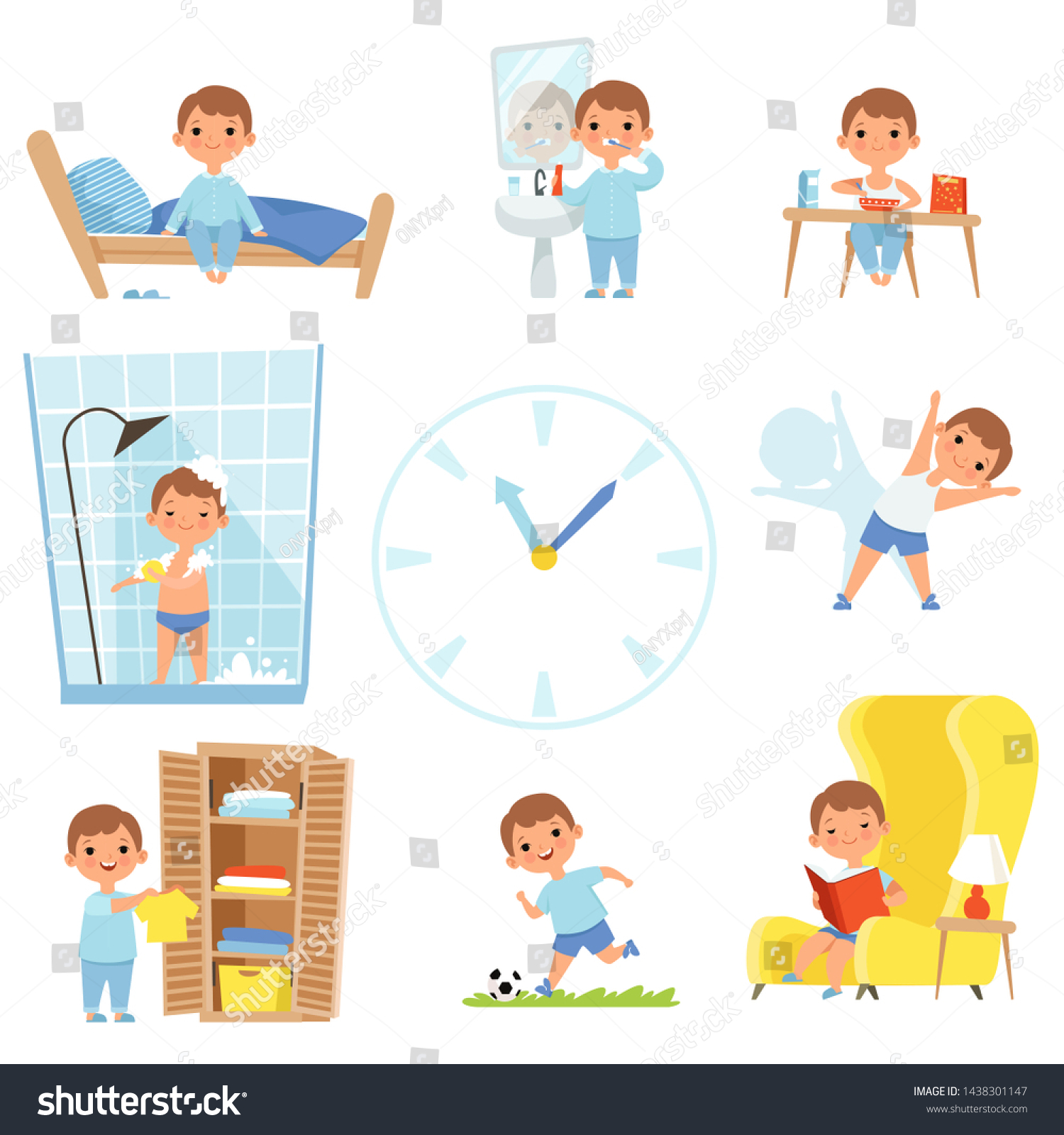 Daily Routine Kids Making Various Cases Stock Illustration 1438301147 ...