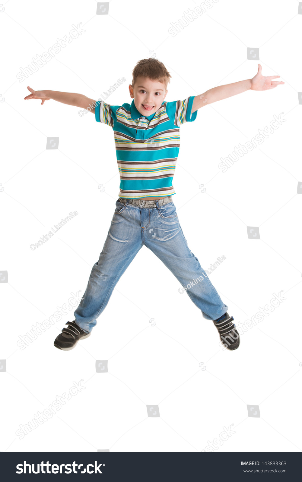 Happy Boy Jumping Isolated On White Stock Photo 143833363 | Shutterstock