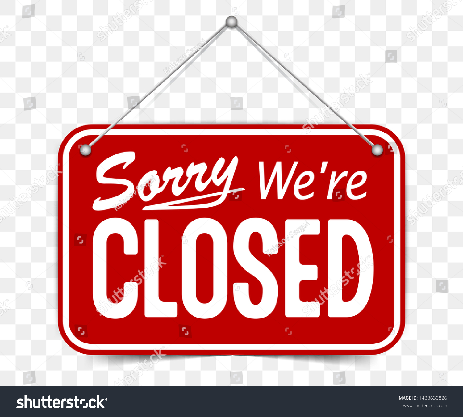 Red Sign Sorry We Closed Shadow Stock Vector (Royalty Free) 1438630826 ...