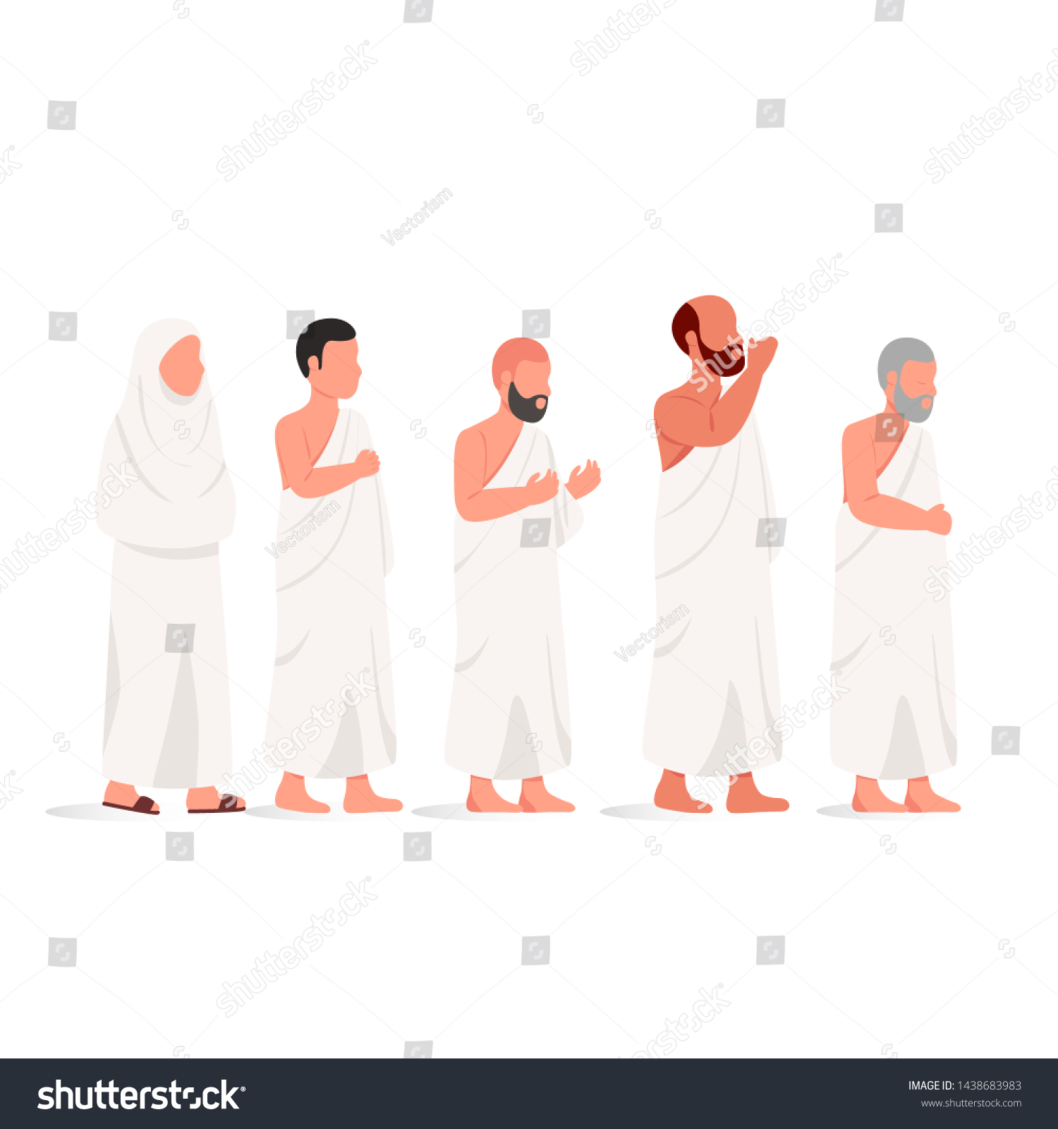 Muslim People Wearing Ihram Practicing Hajj Stock Vector (Royalty Free ...