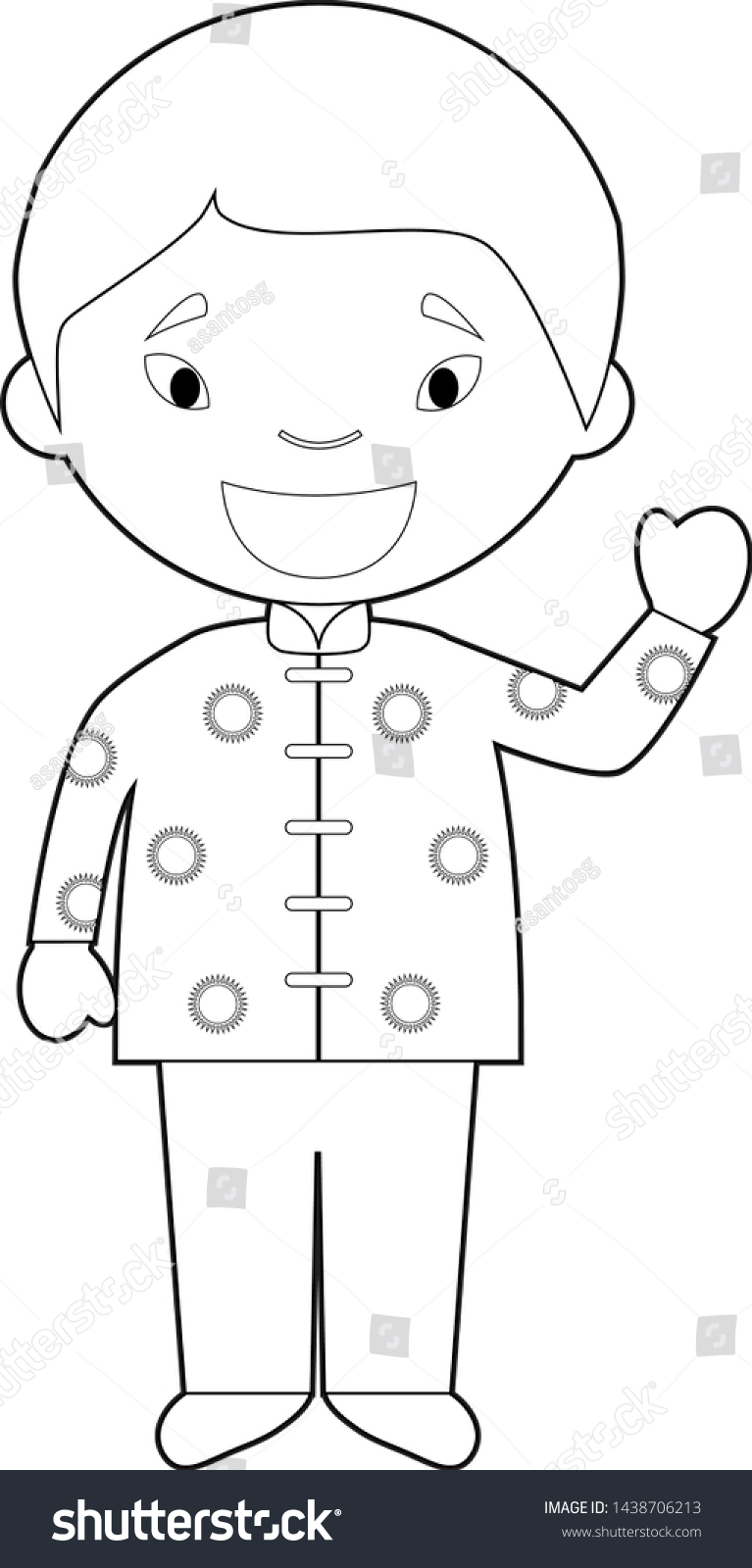 Easy Coloring Cartoon Character Singapore Dressed Stock Vector (Royalty ...