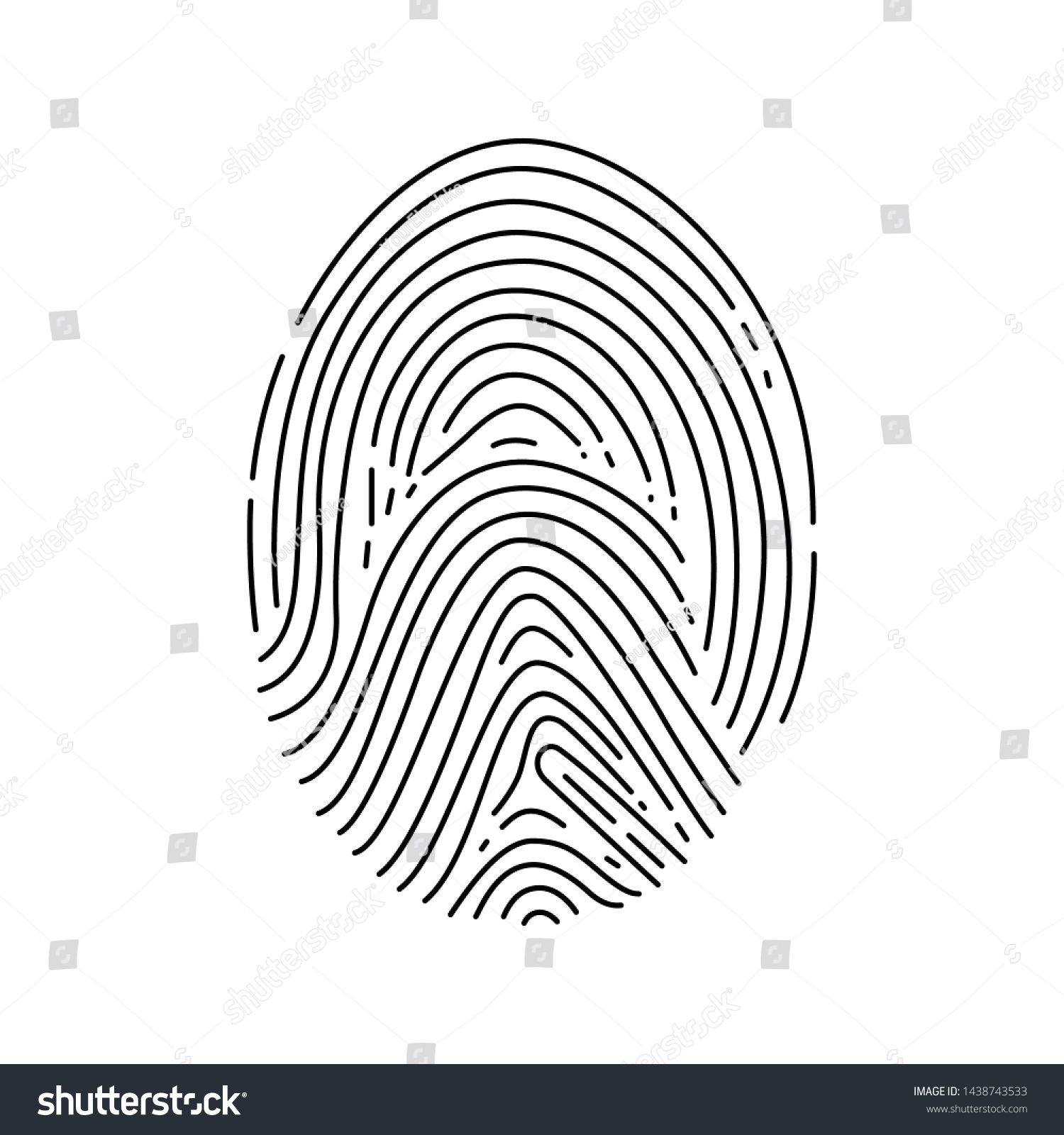 Finger Print Icon Made Outline Style Stock Vector (Royalty Free ...