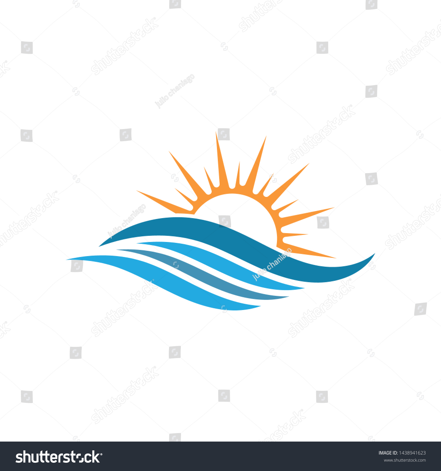 Wave Sun Logo Icon Vector Illustration Stock Vector (Royalty Free ...