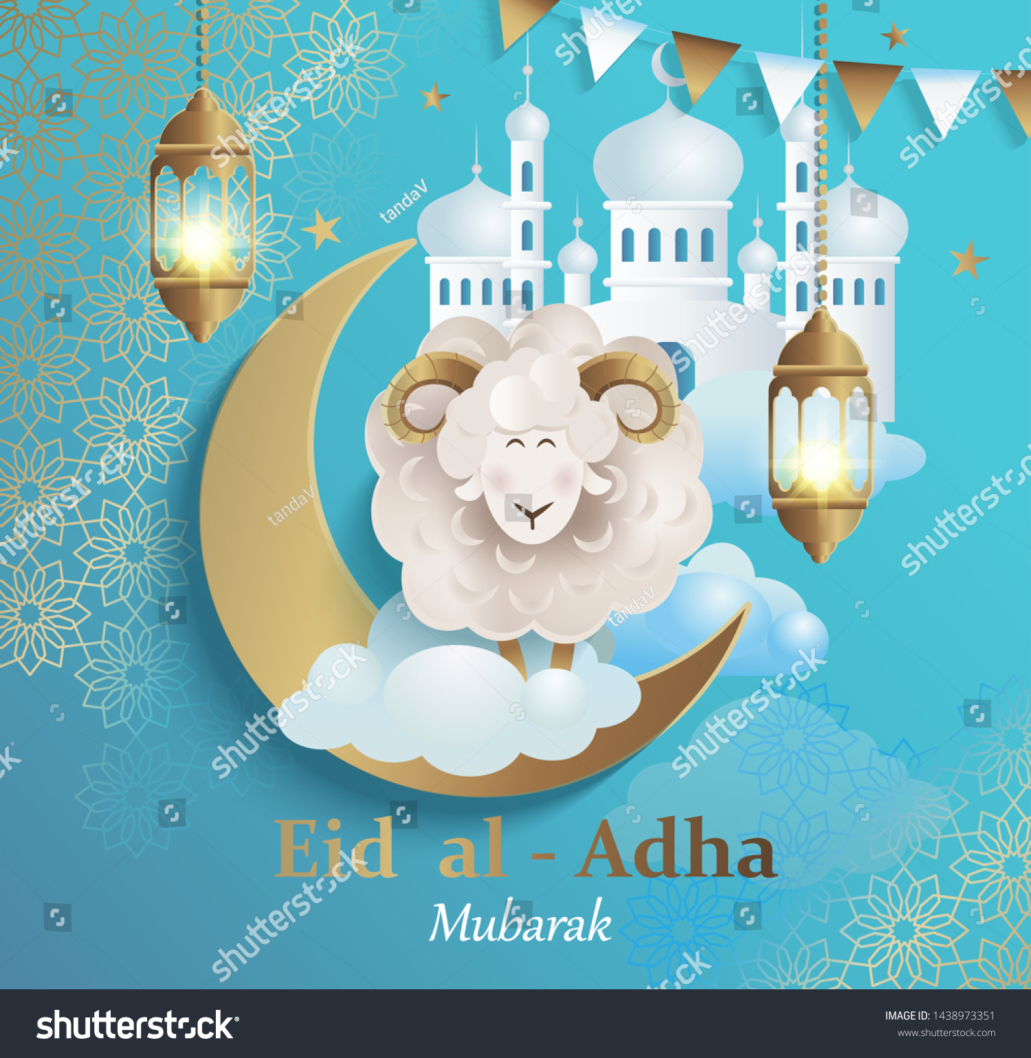 Eid Aladha Bannerposter Traditional Muslim Holiday Stock Vector ...