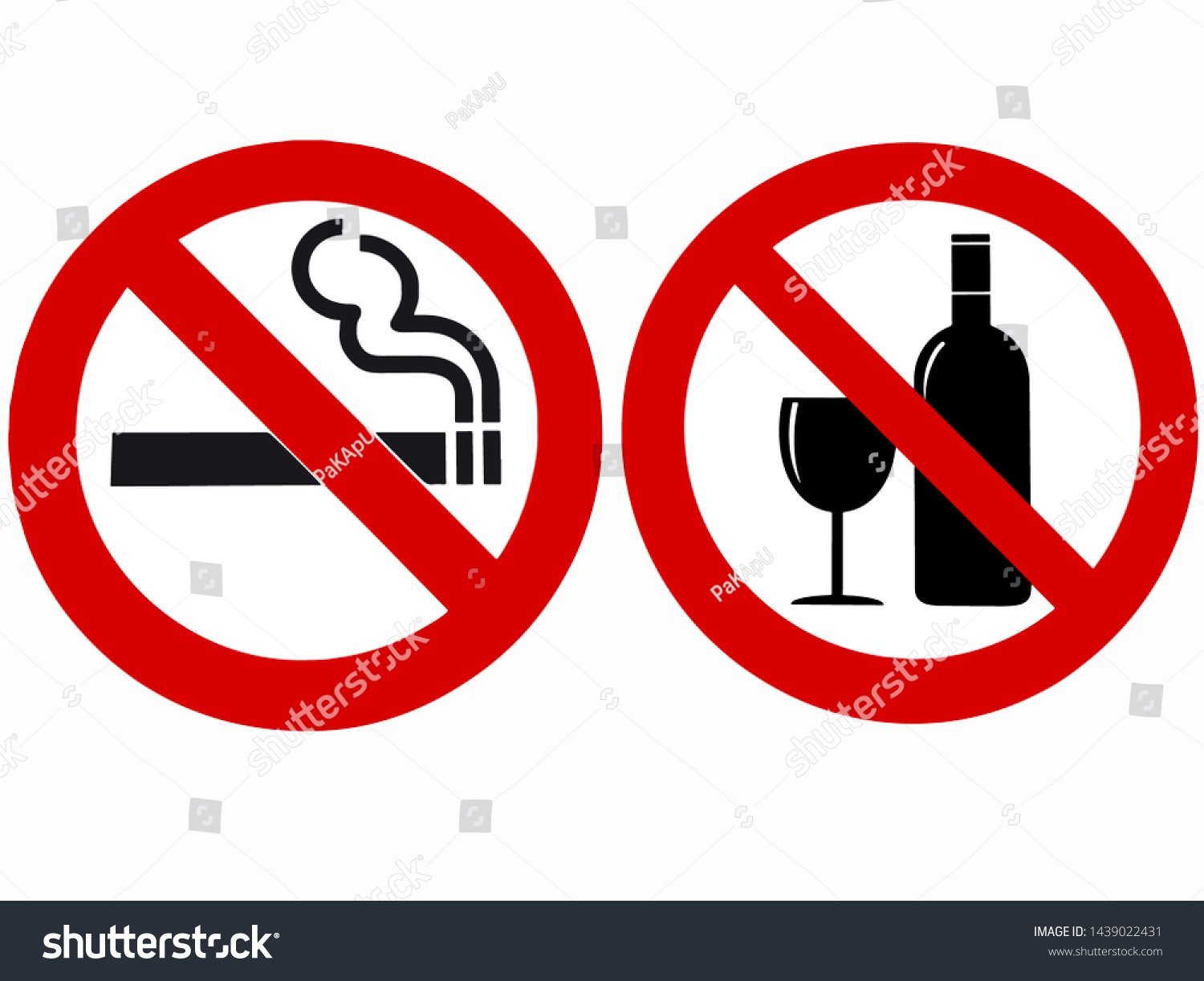 No Smoking Sign No Drink Alcohol Stock Illustration 1439022431 ...