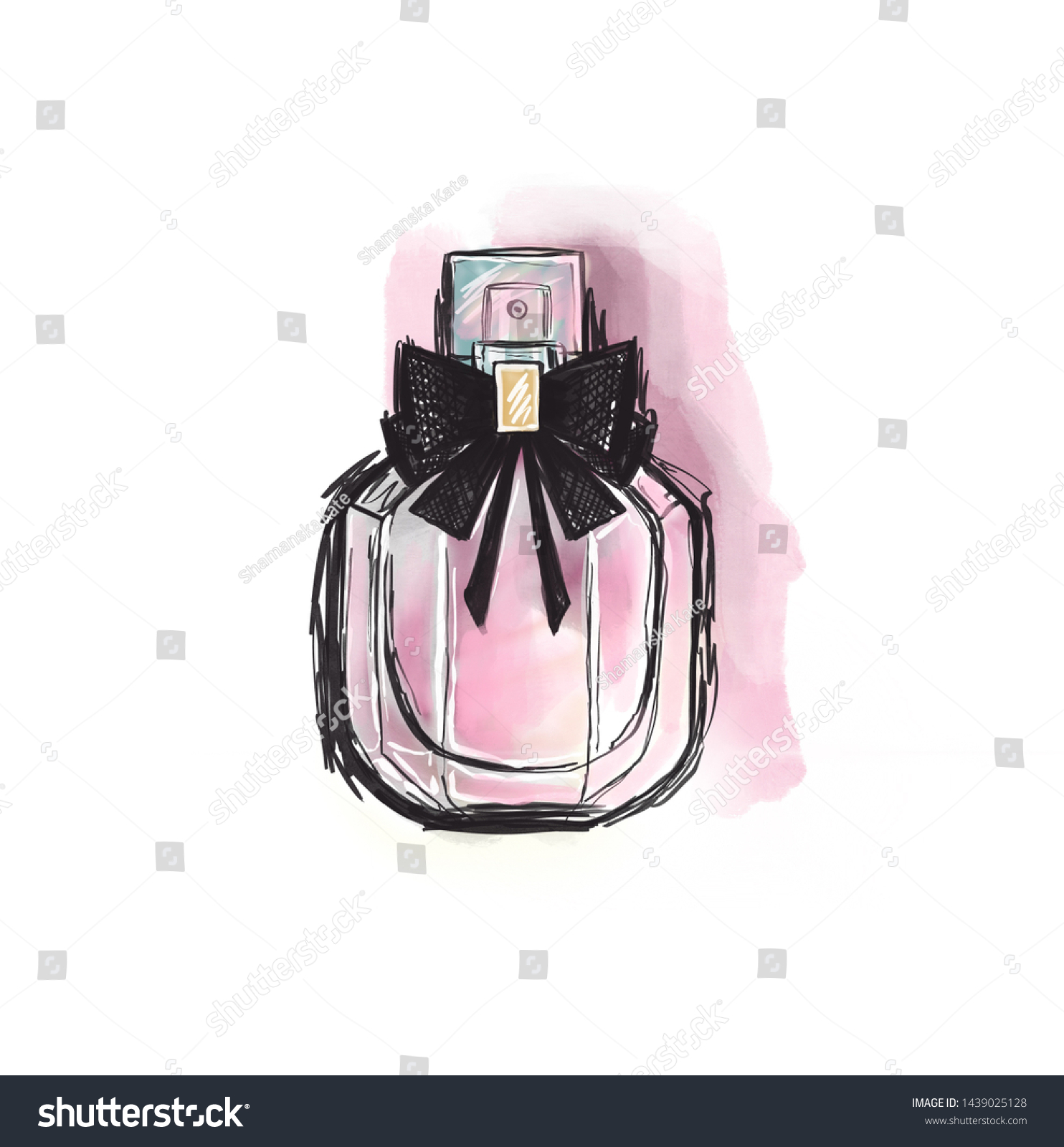 perfume pink bottle black bow