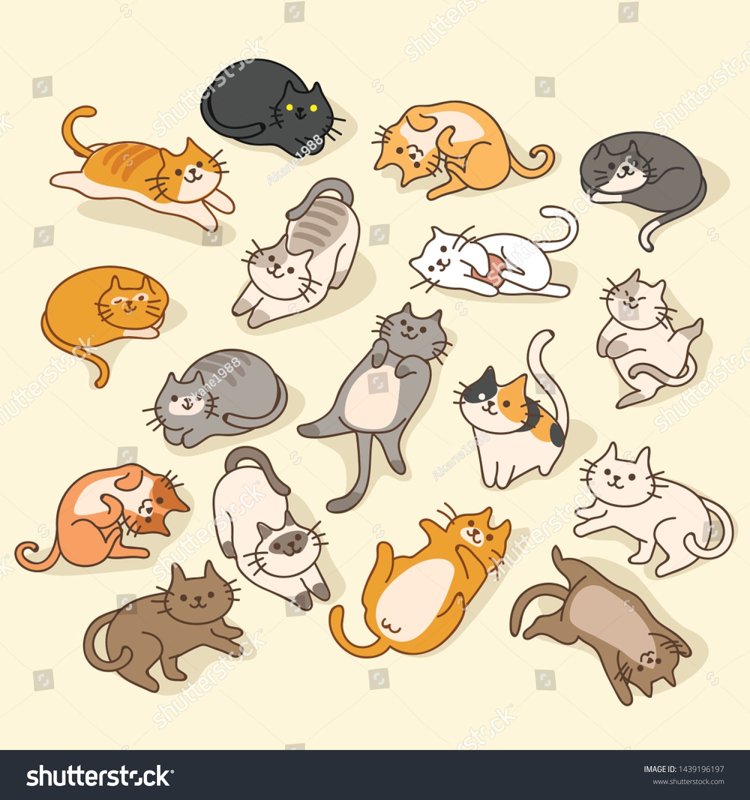 Set Cute Kitten Isolated On Pastel Stock Vector (Royalty Free ...