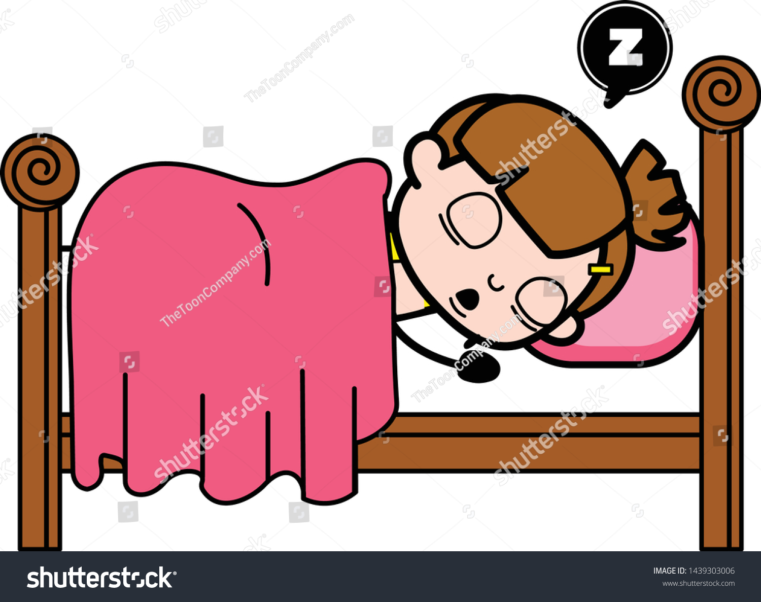 Sleeping Cute Girl Cartoon Character Vector Stock Vector (Royalty Free ...