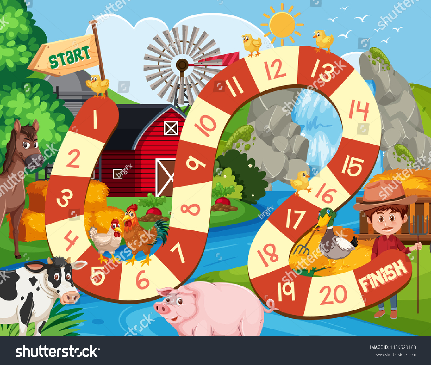 Farm Board Game Background Illustration Stock Vector (Royalty Free ...