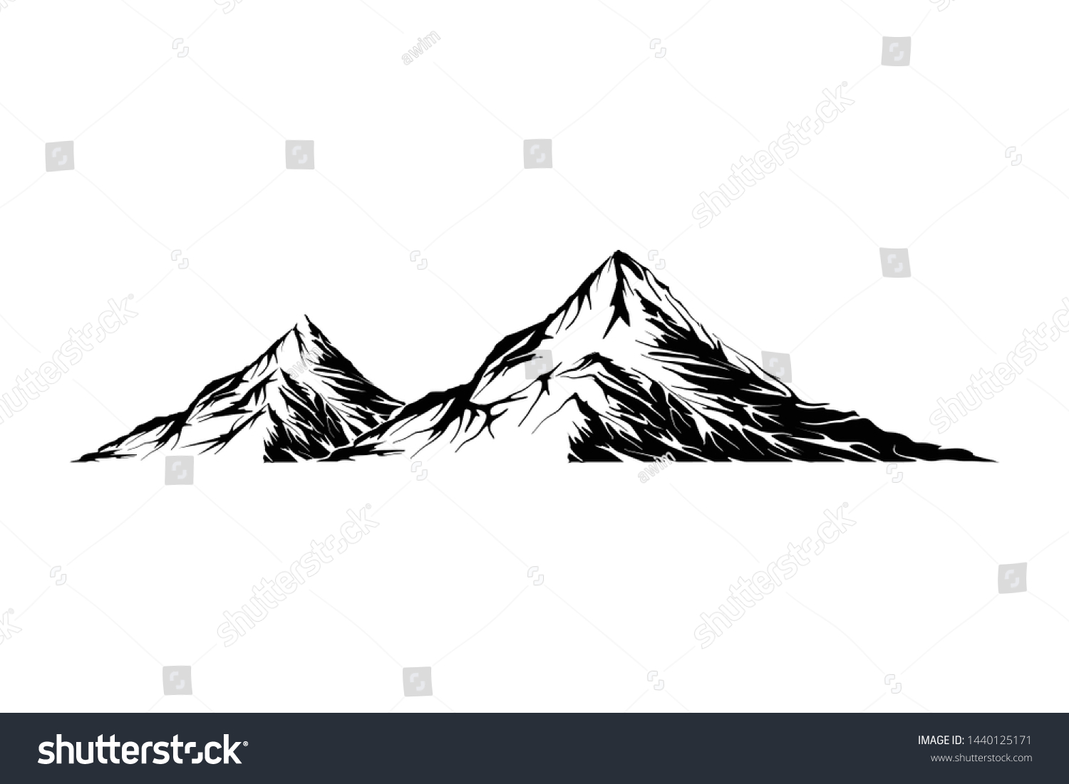 Mountain Vector Illustration Landscape Mature Silhouette Stock Vector ...
