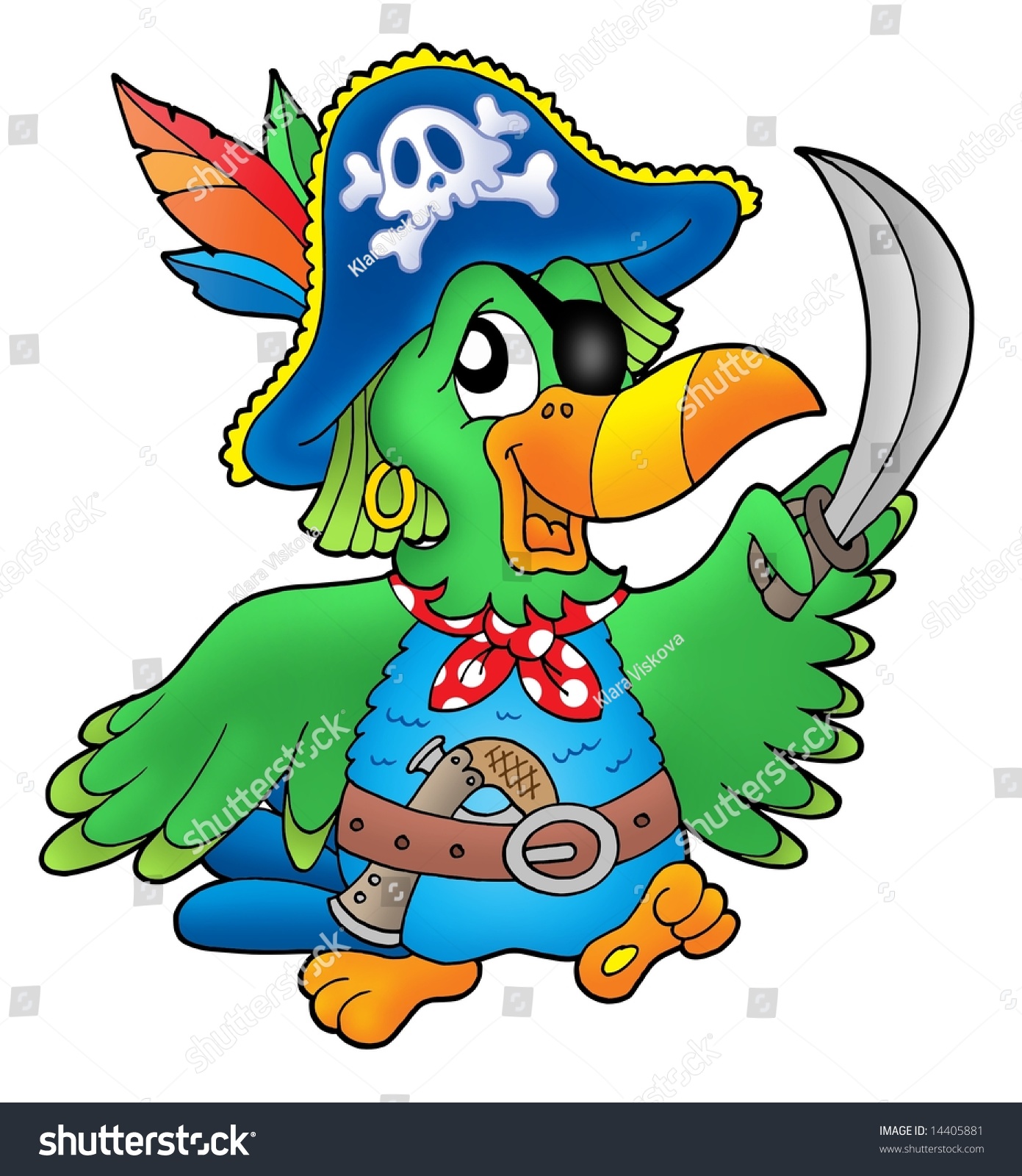 Pirate Parrot On White Background Color Stock Illustration 14405881 ...