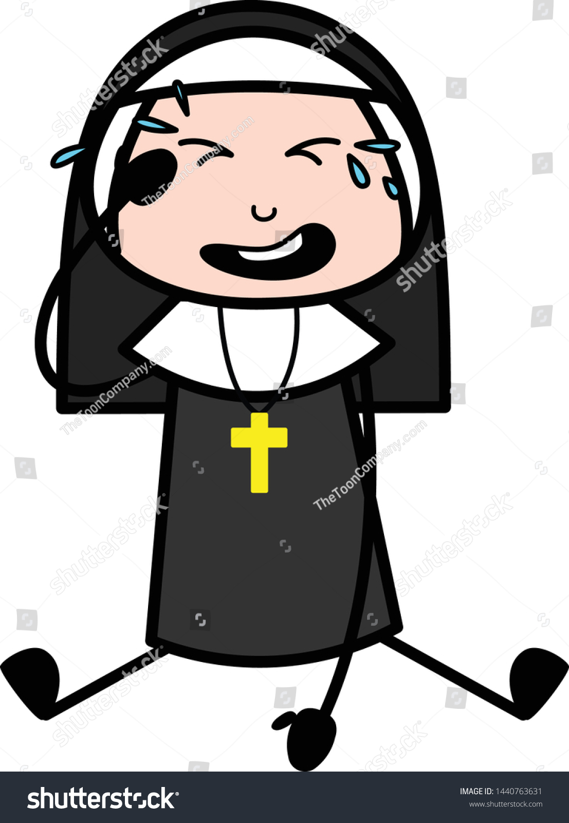 Weeping Cartoon Nun Lady Vector Illustration 스톡 벡터(로열티 프리) 1440763631 ...