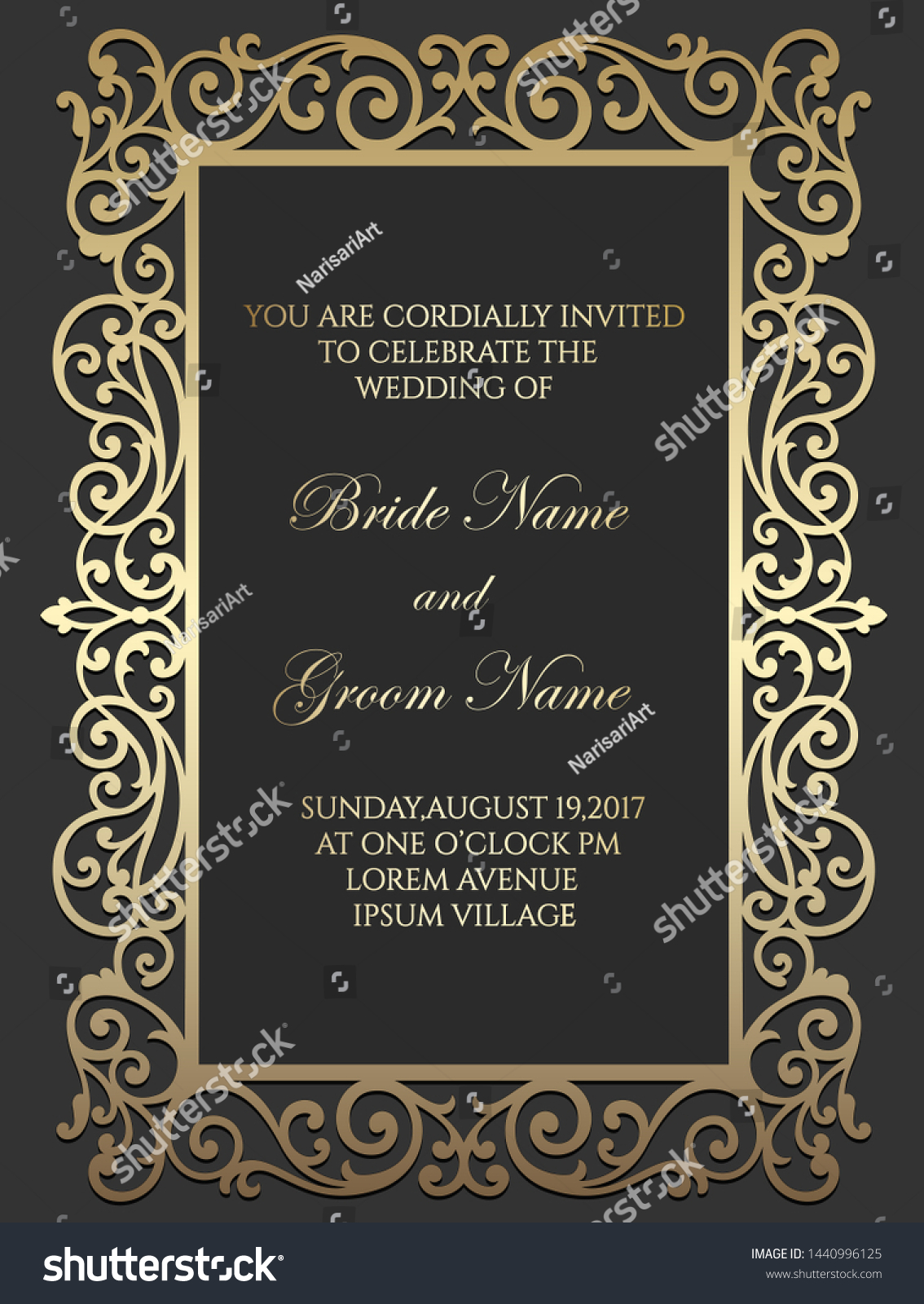 Laser Cut Wedding Invitation Card Template Stock Vector (Royalty Free ...