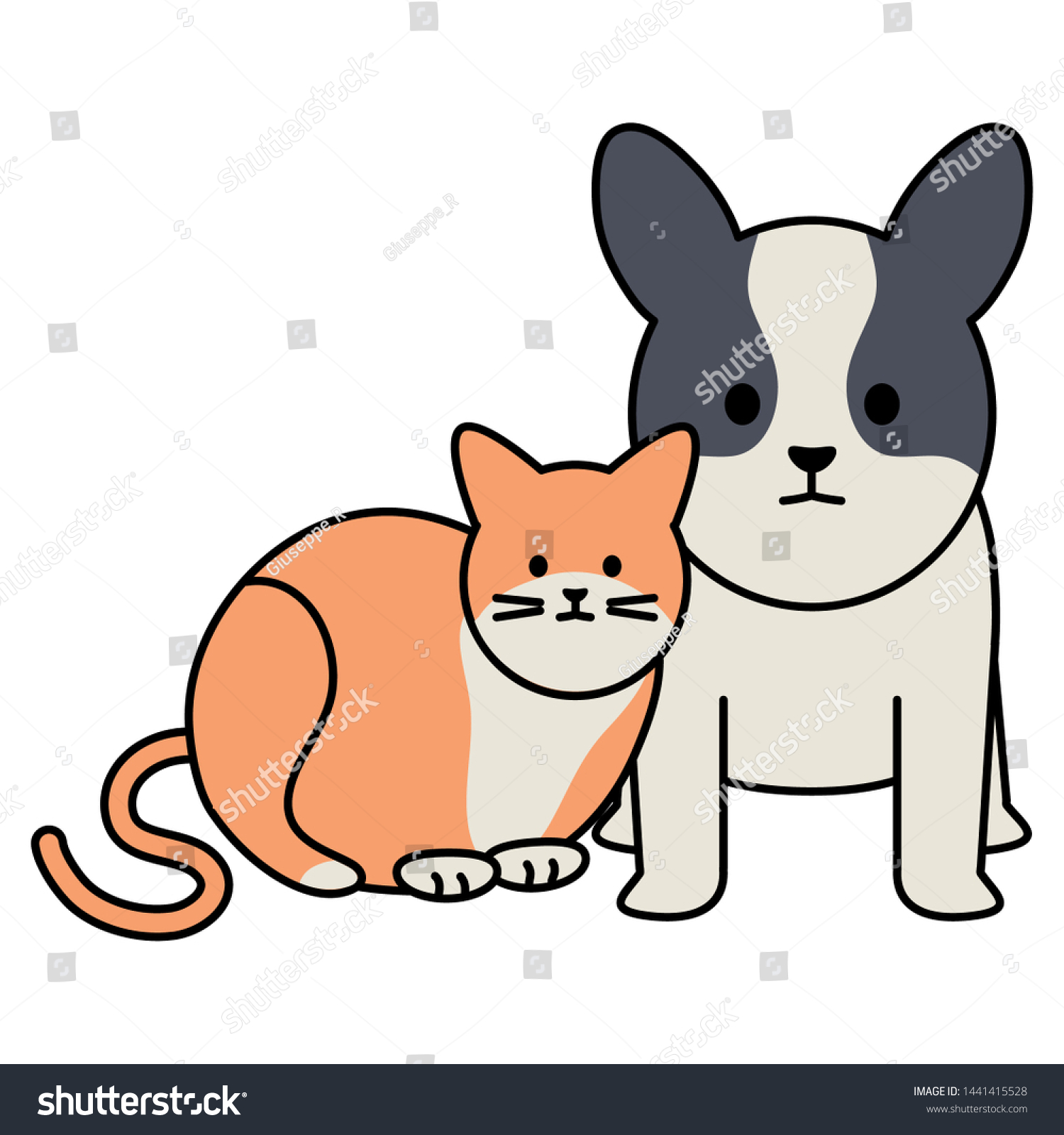 Cute Cat Dog Mascots Adorables Characters Stock Vector (Royalty Free ...