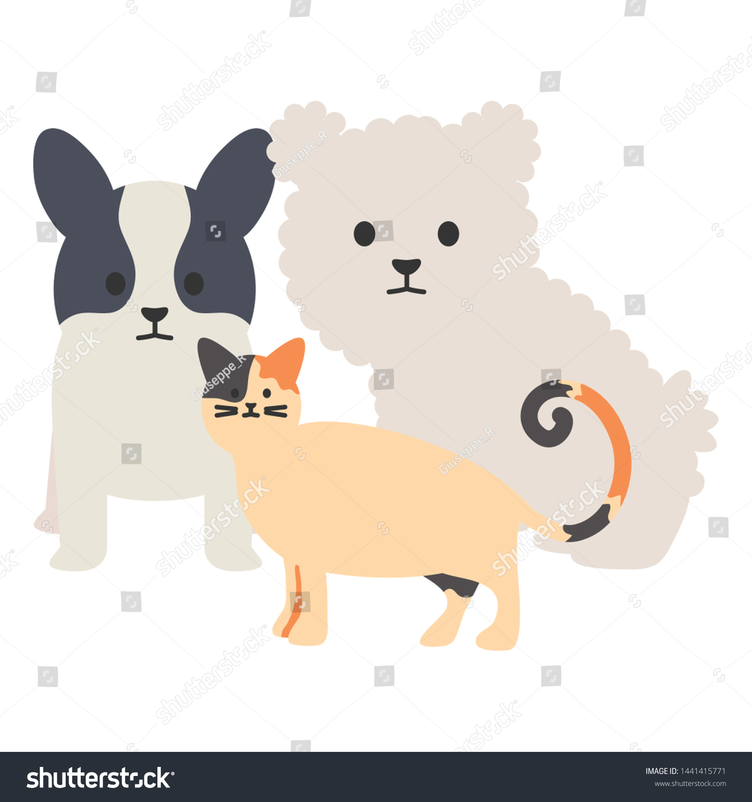 Little Dogs Cat Adorables Mascots Characters Stock Vector (Royalty Free ...