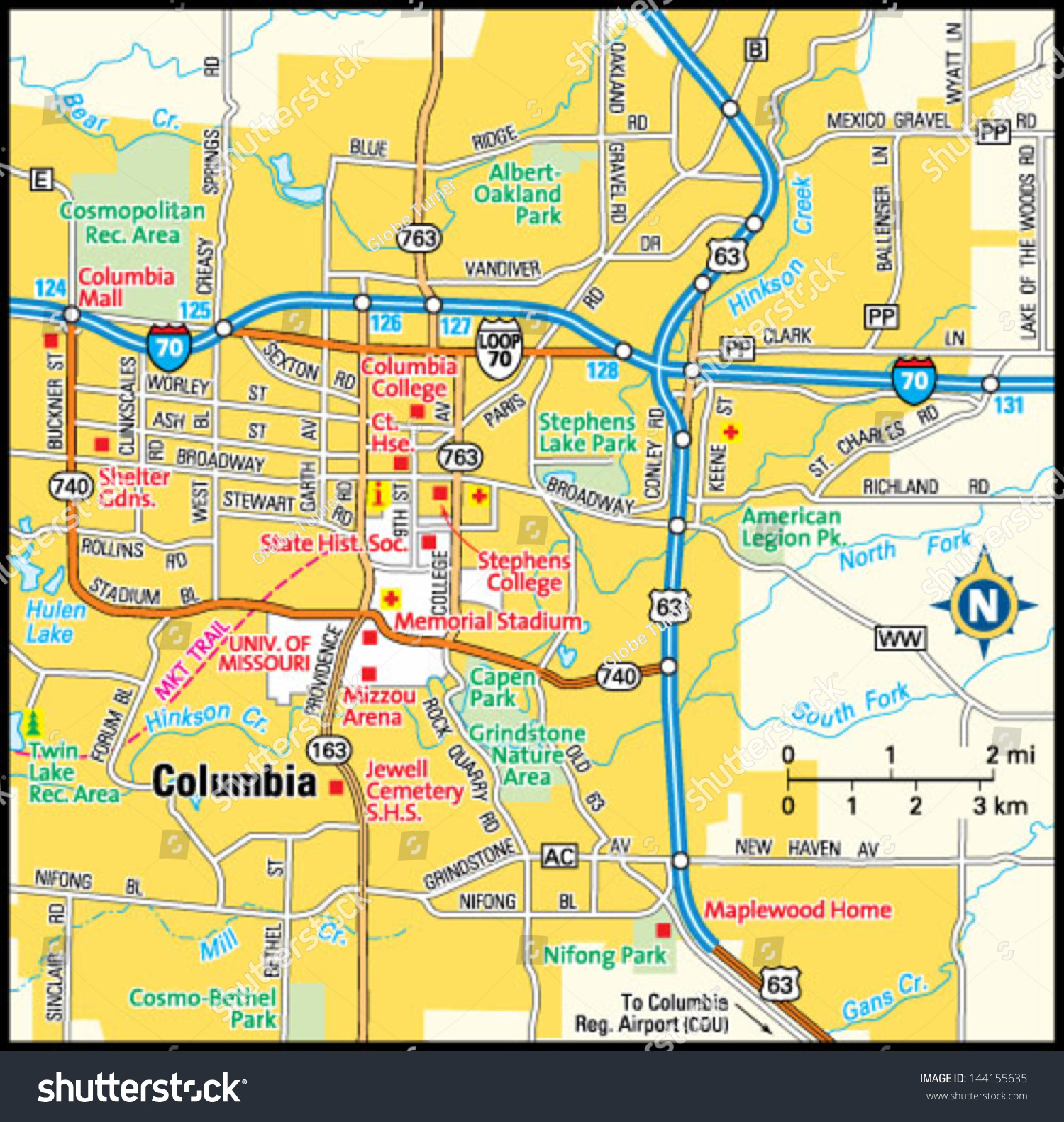 Stock Vector Columbia Missouri Area Map 144155635 