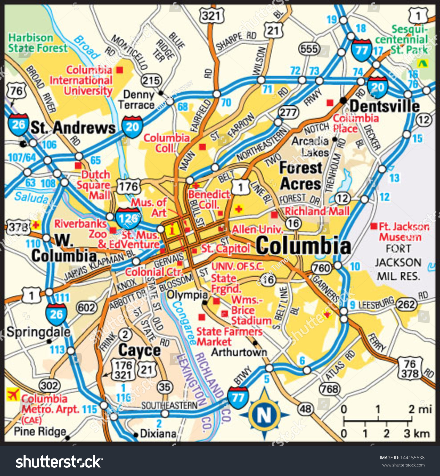 Columbia North Carolina Map Columbia South Carolina Area Map Stock Vector (Royalty Free) 144155638 |  Shutterstock