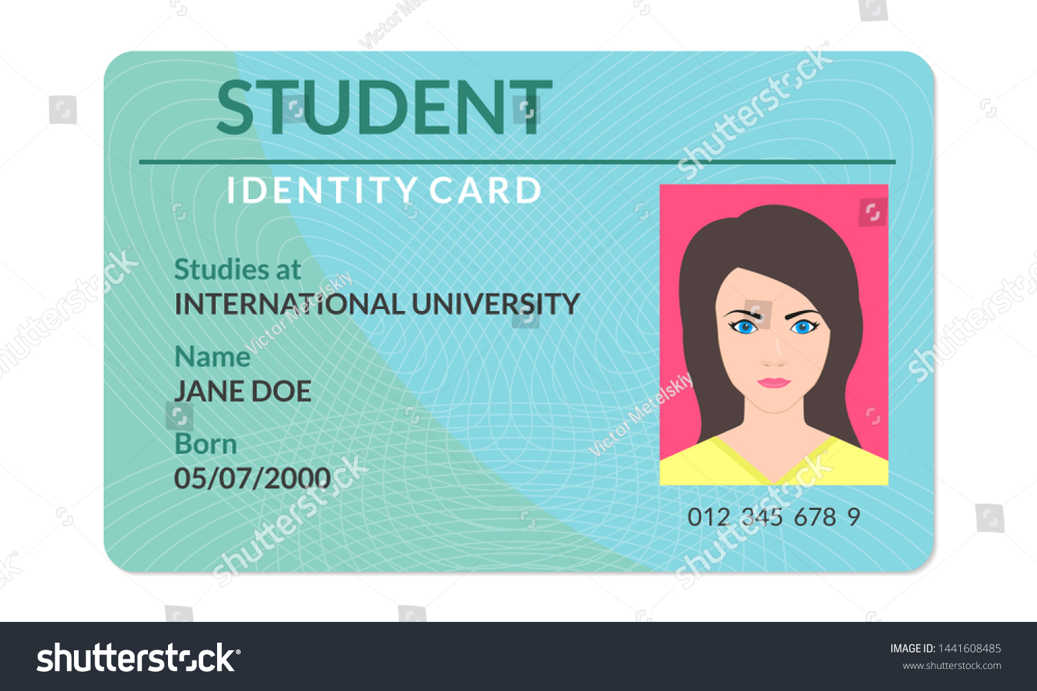 Student Id Card University School College Stock Illustration 1441608485   Stock Photo Student Id Card University School College Identity Card With Photo 1441608485 