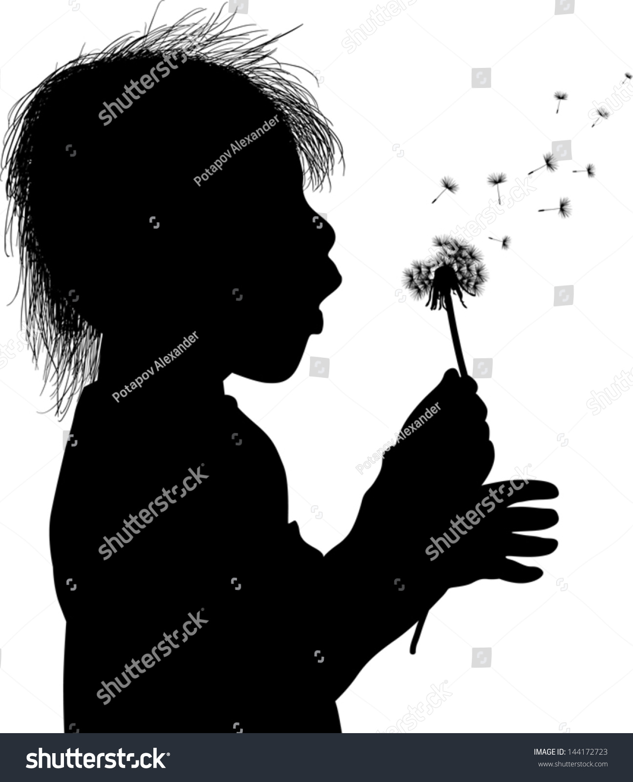 Illustration Girl Blowing On Dandelion Isolated Stock Vector (Royalty ...