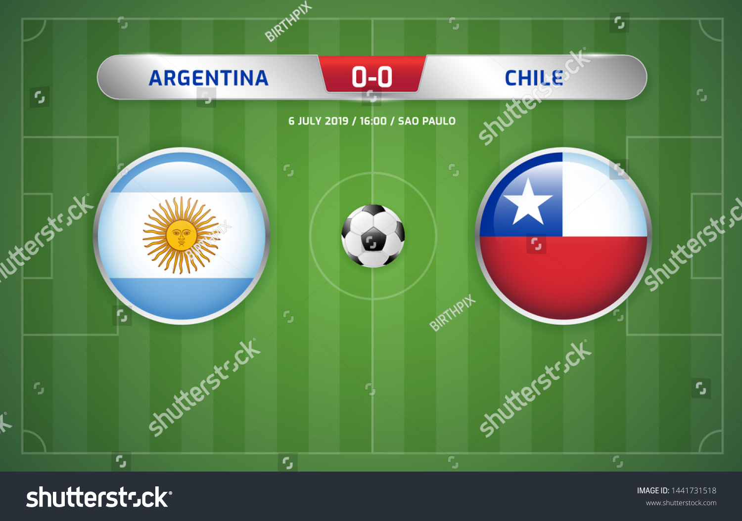 Argentina Vs Chile Scoreboard Broadcast Template Stock Vector (Royalty ...