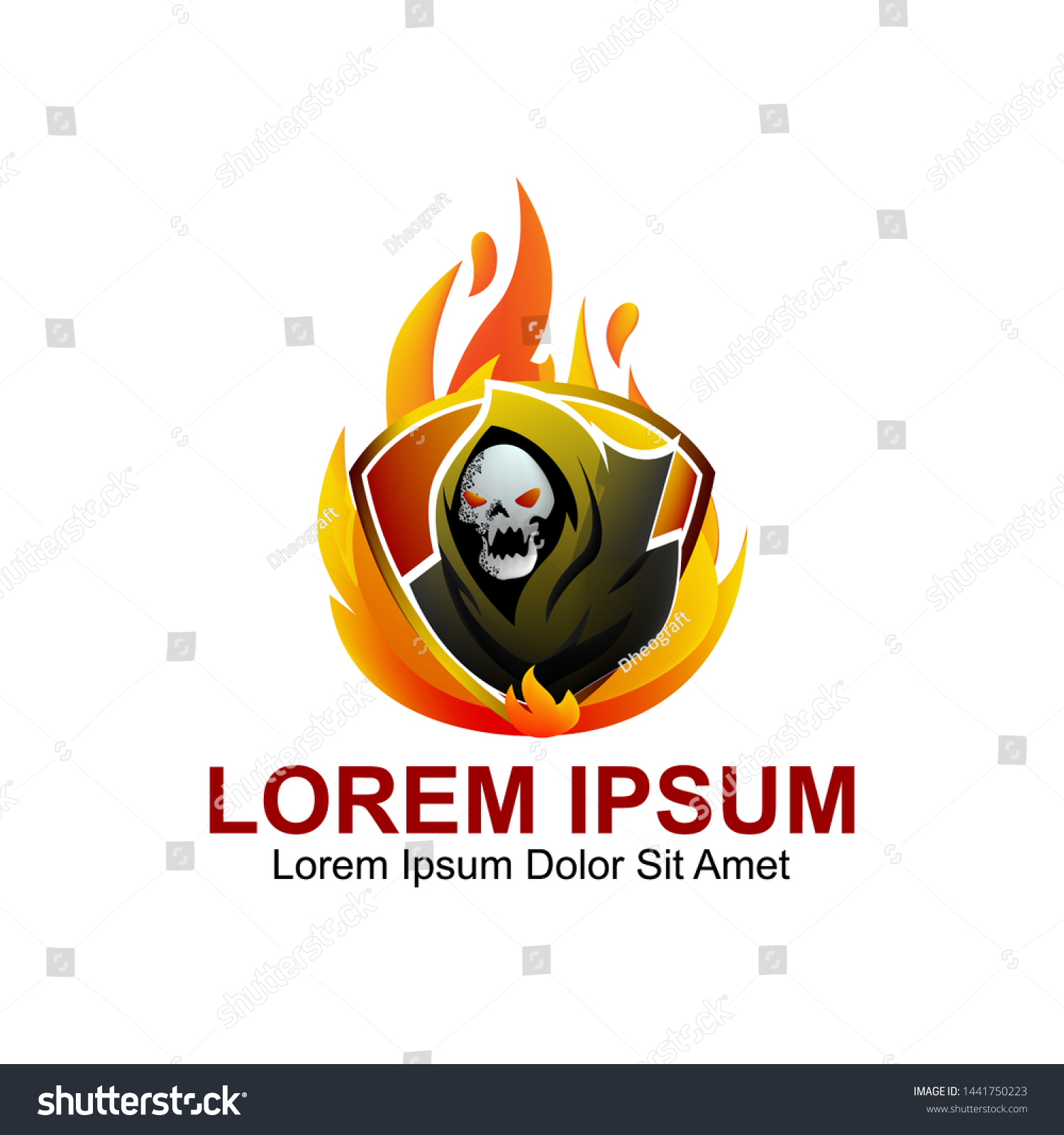 Grim Reaper Shield Emblem Logo Template Stock Vector (Royalty Free ...