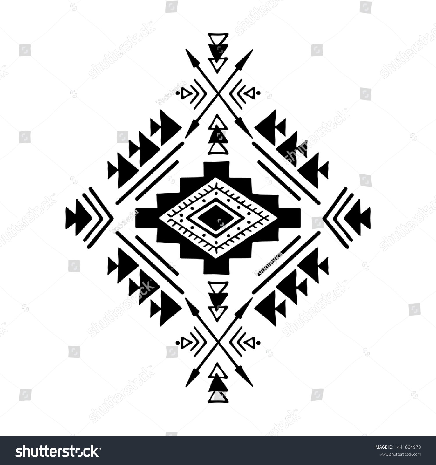 Aztec Vector Element Ethnic Hand Drawn Stock Vector (Royalty Free ...