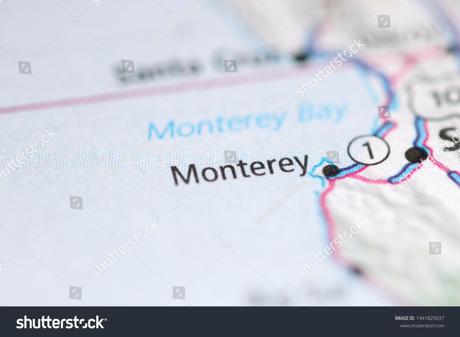 Stock Photo Monterey On A Geographical Map Of Usa 1441825037 