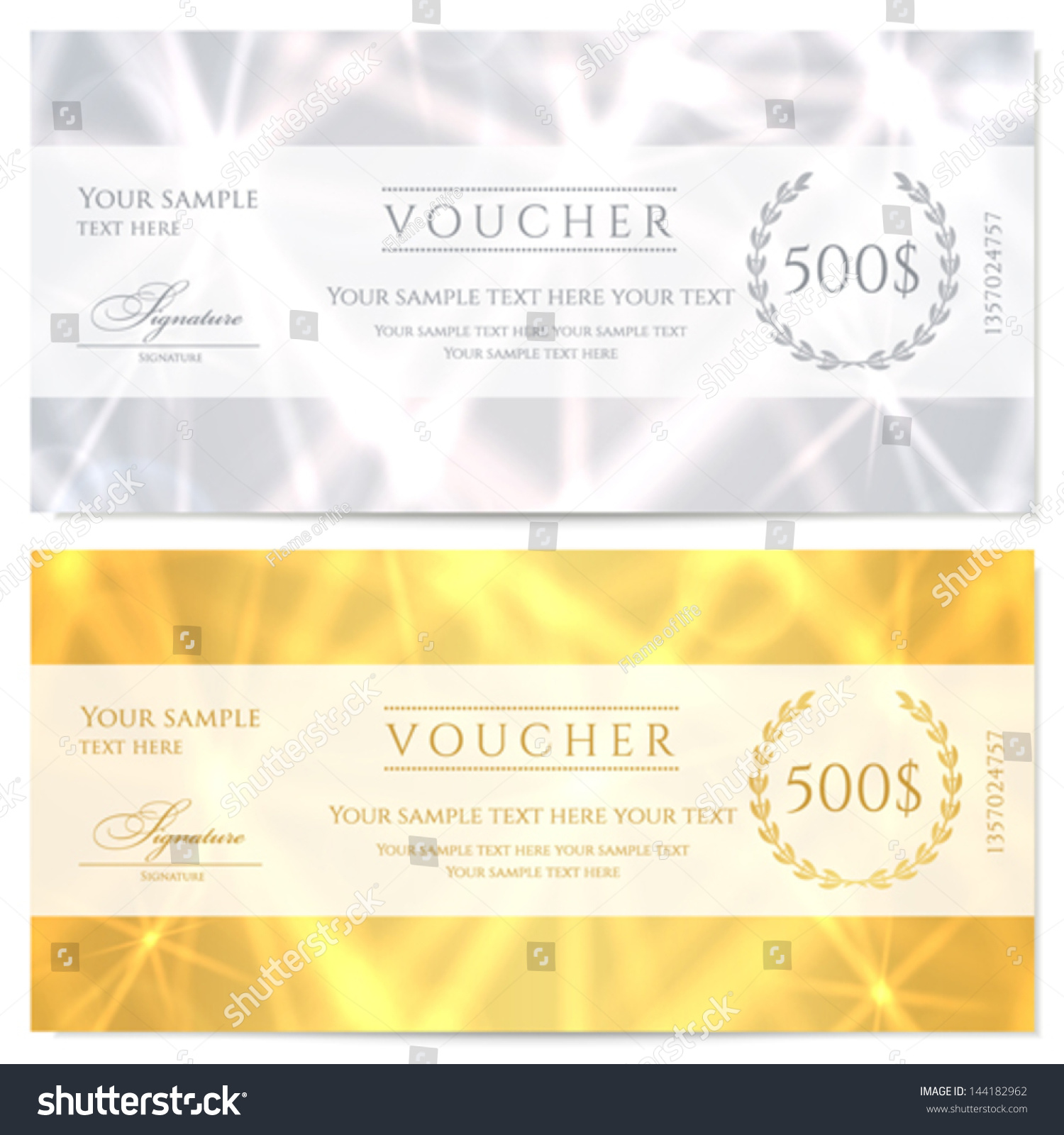 Voucher Gift Certificate Coupon Template Abstract Stock Vector Royalty