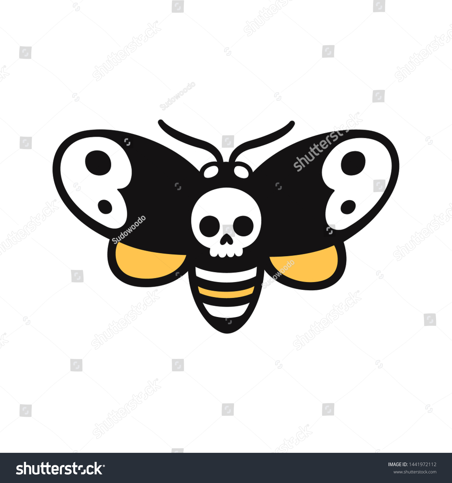 Cartoon Drawing Deaths Head Hawkmoth Moth Stock Vector (Royalty Free ...