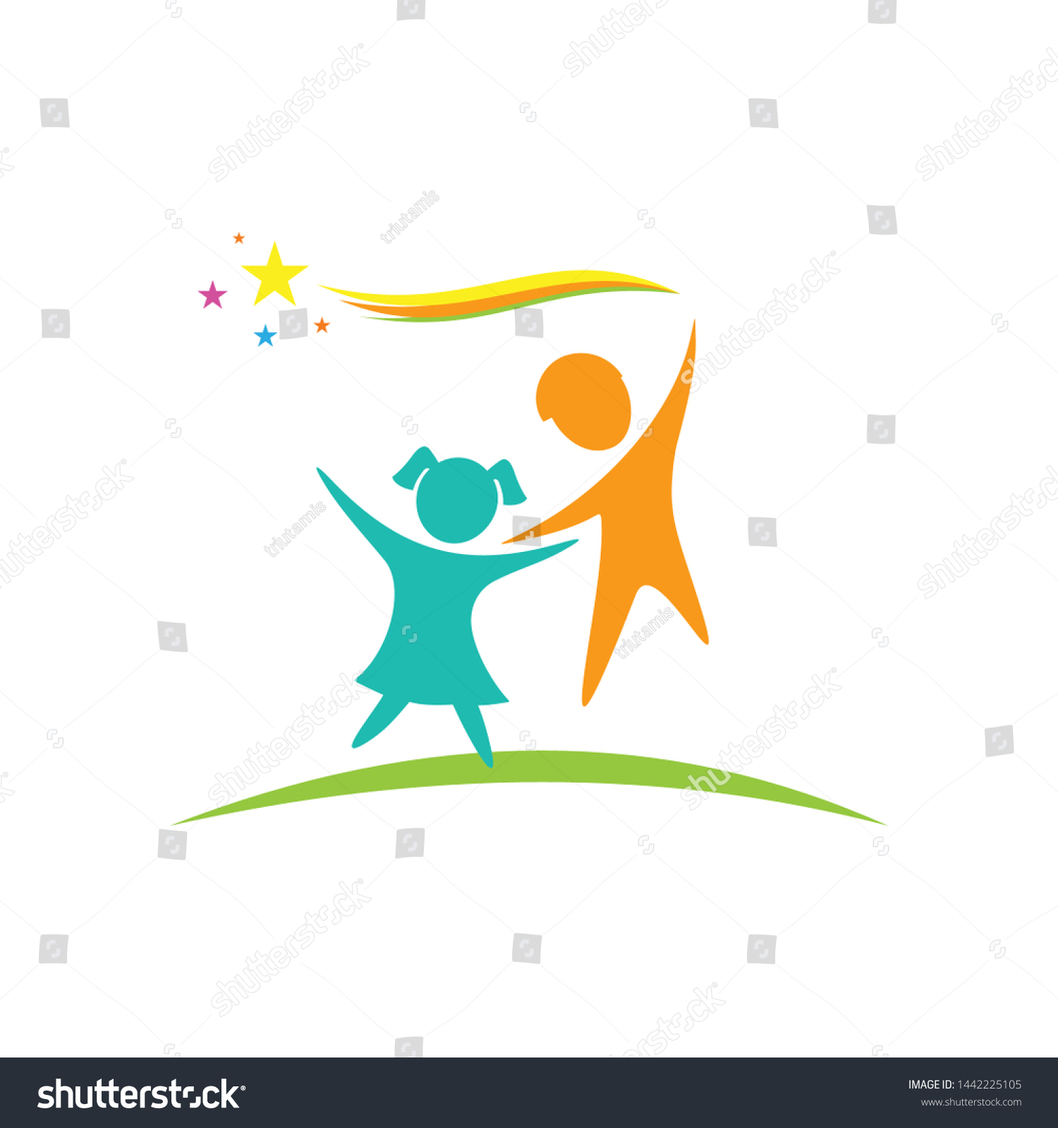 Happy Kids Star Education Rejoice Back Stock Vector (Royalty Free ...