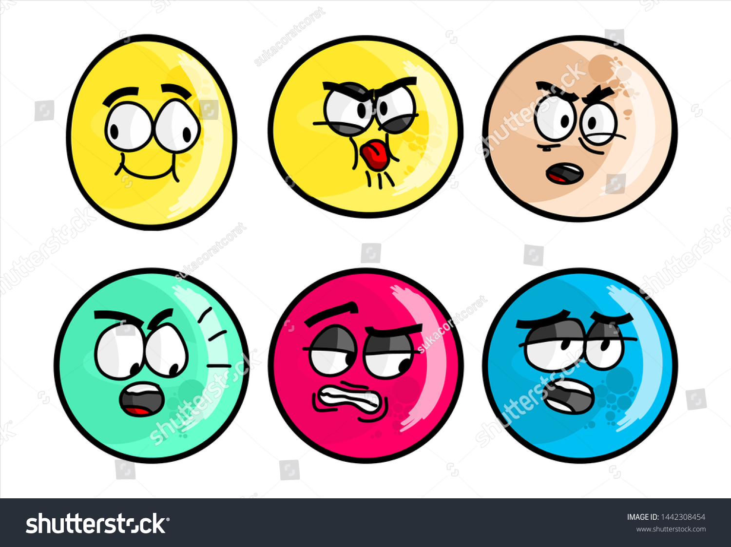 Set Emojis Various Face Expression Vector Stock Vector (Royalty Free ...