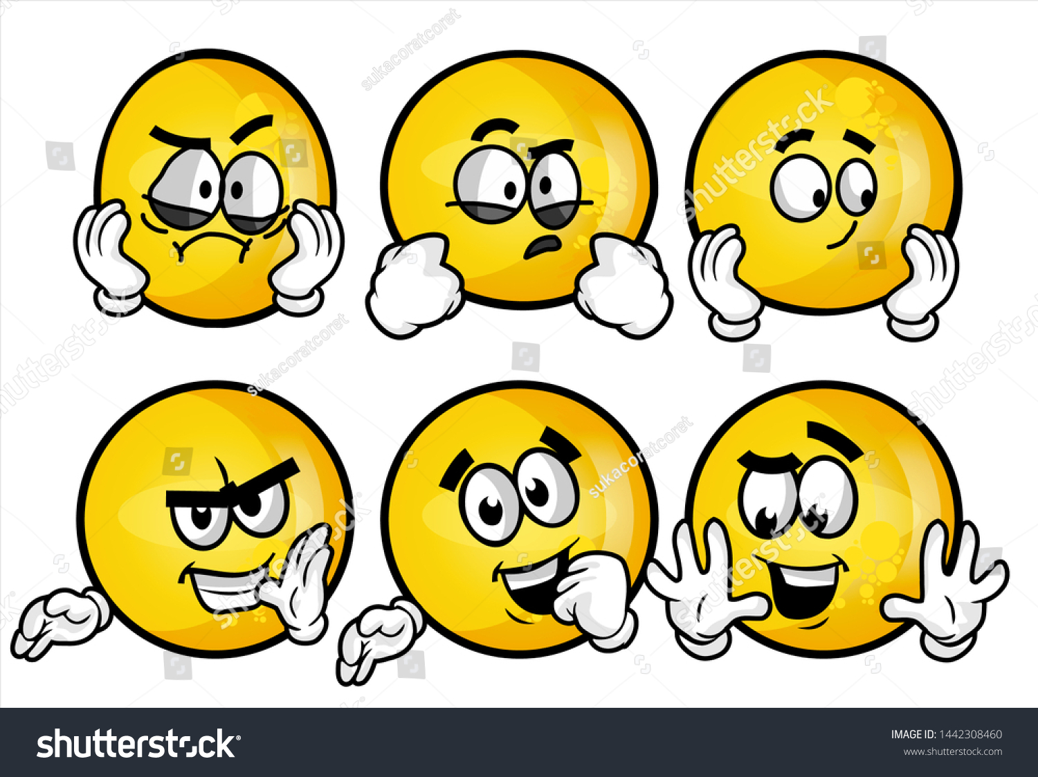 Set Emojis Various Face Expression Vector Stock Vector (Royalty Free ...